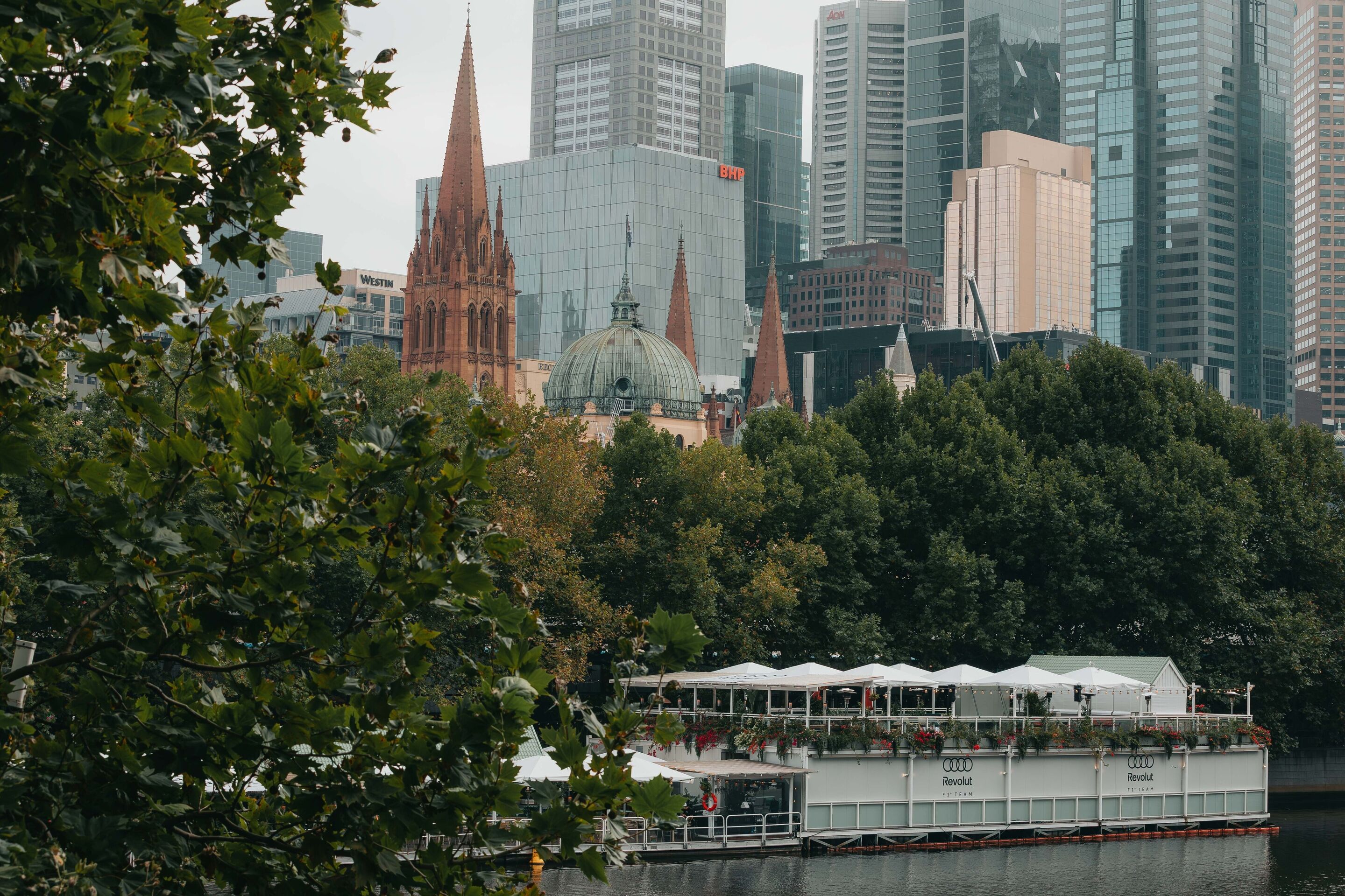 Audi makes its Formula 1 debut - The floating venue AFLOAT on the Yarra River in central Melbourne serves as the team's public headquarters during the Australian Grand Prix weekend.