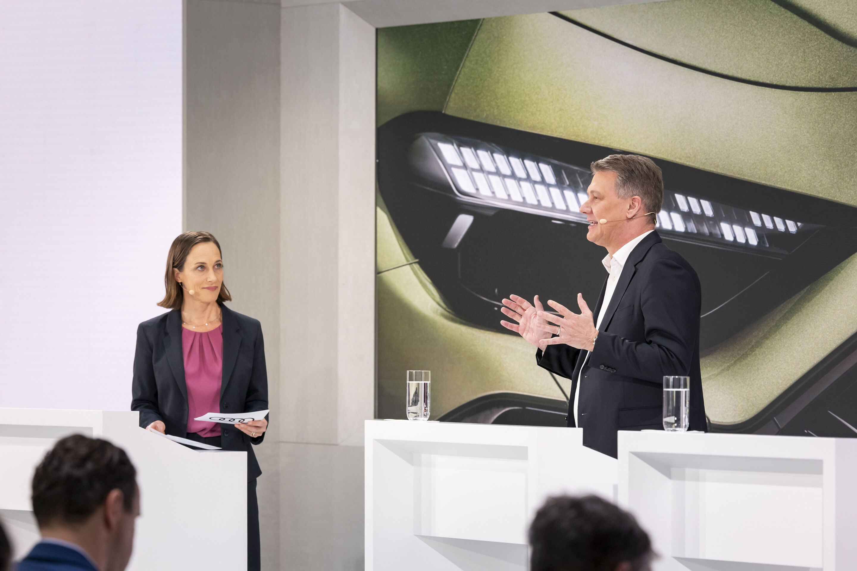 Audi Annual Media Conference 2026 - Carolin Strunz, Vice President Global Communications and Corporate Affairs, and Gernot Döllner, Chairman of the Board of Management, at the Audi Annual Media Conference 2026