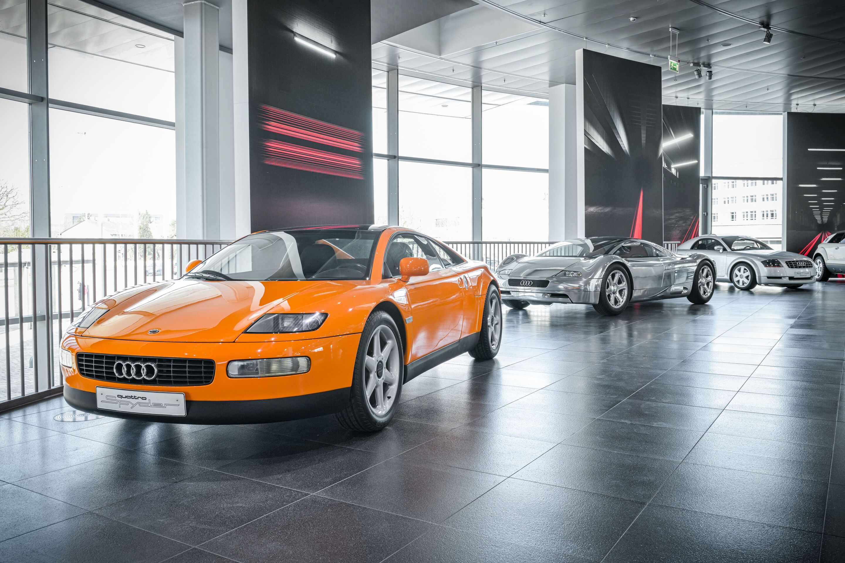 Audi museum mobile zeigt „Design Legenden“ - From the left: Audi quattro Spyder (1991), Audi Avus quattro (1991) and Audi TT show car (1995).