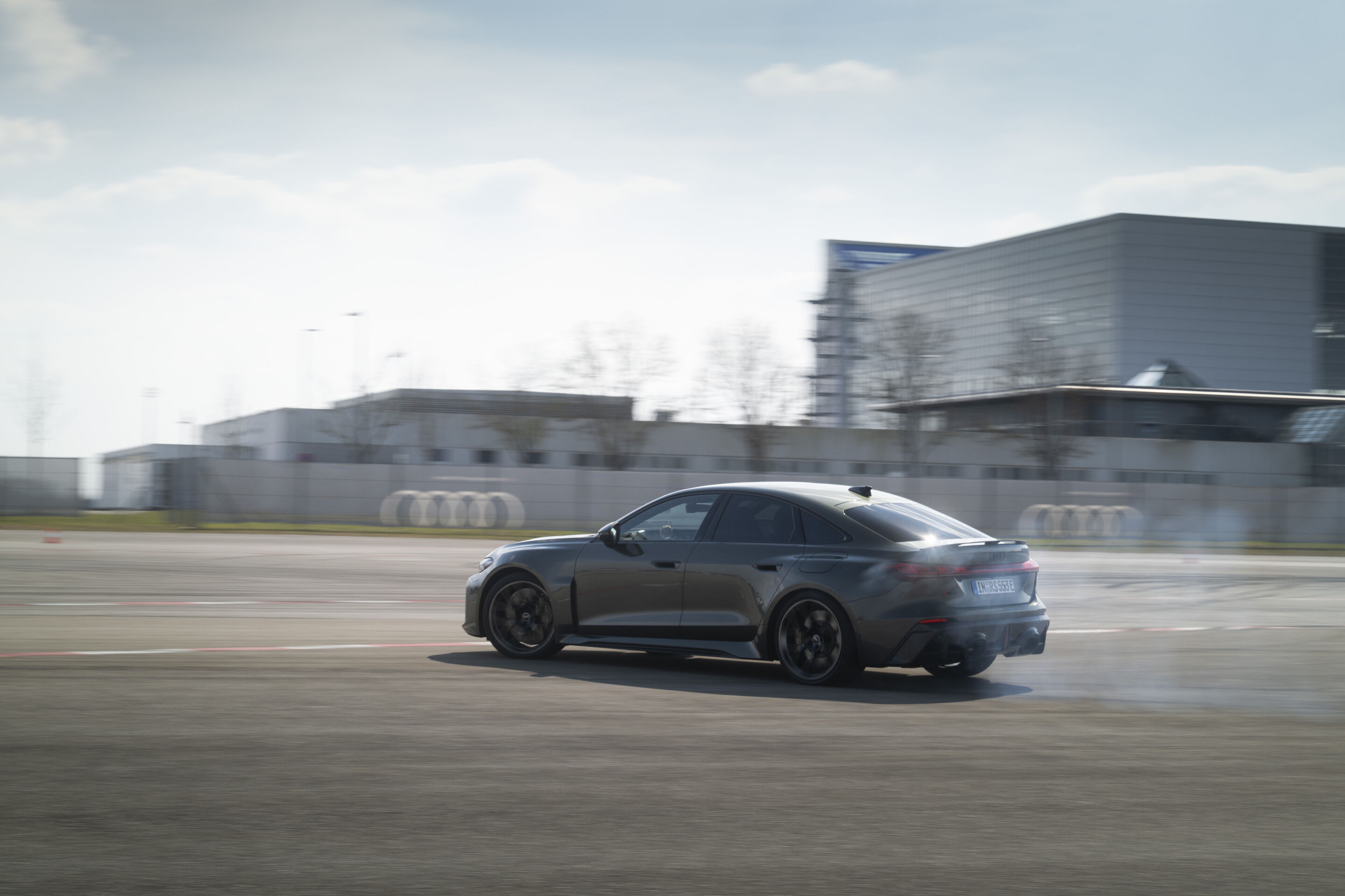 Audi RS 5 Limousine - The Bedford green Audi RS 5 Sedan during driving dynamics tests on the test track.