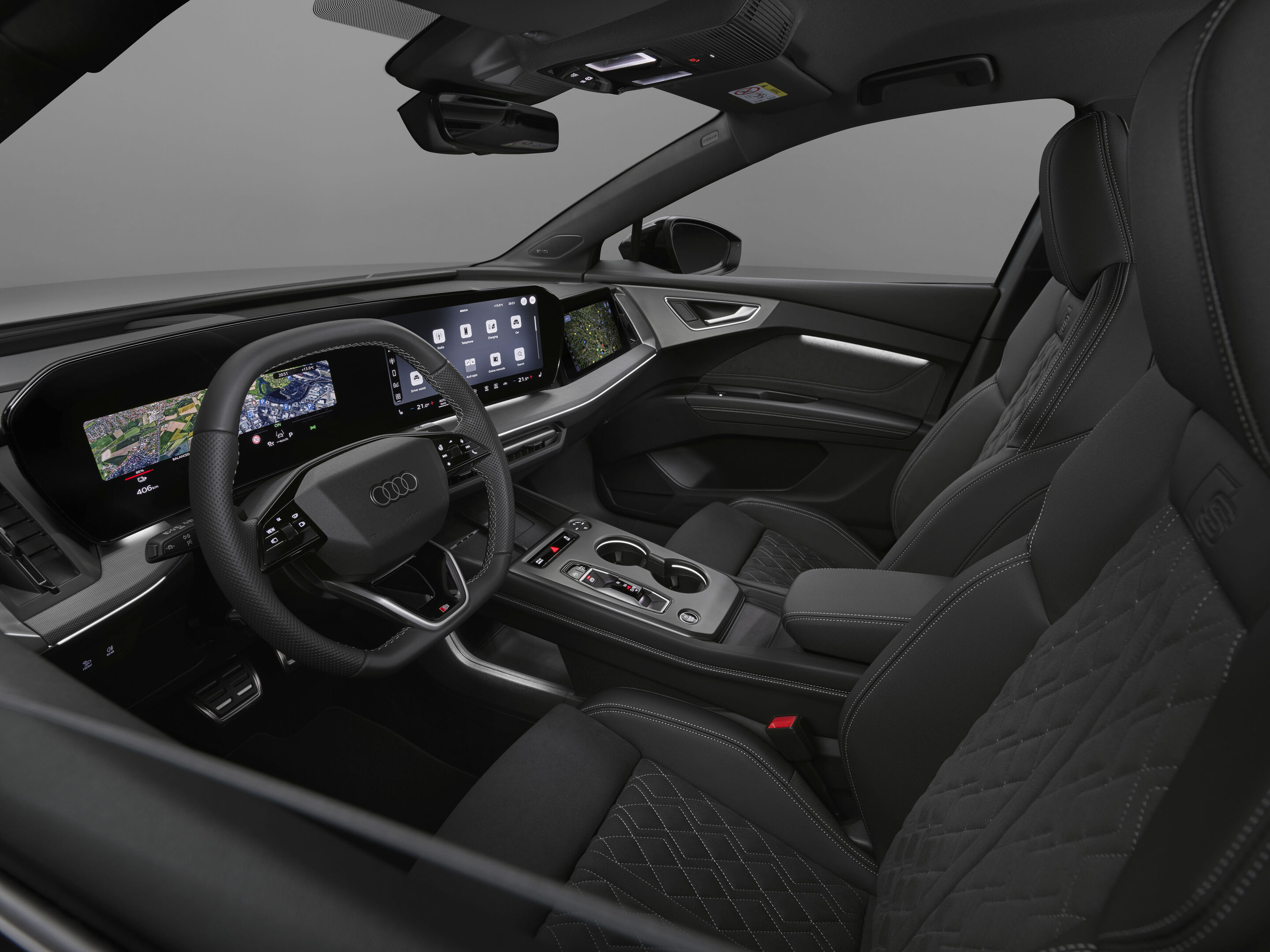 Audi Q4 Sportback e-tron - Studioaufnahme, Interieur, 1. Sitzreihe