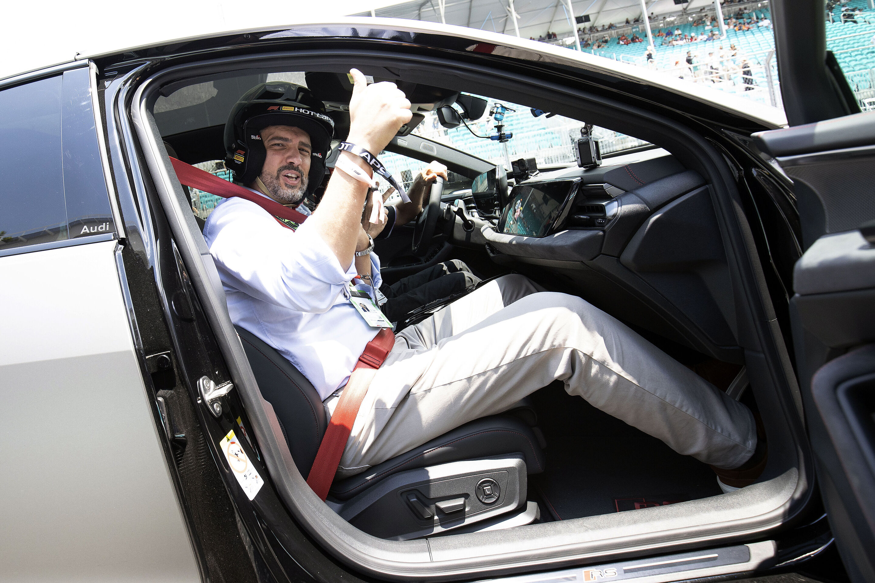 Audi RS 5: Debut as hot-lap car at Formula 1 - Vito Paladino, President of Audi of America, experiencing the Audi RS 5 during the F1® Pirelli Hot Laps in Miami