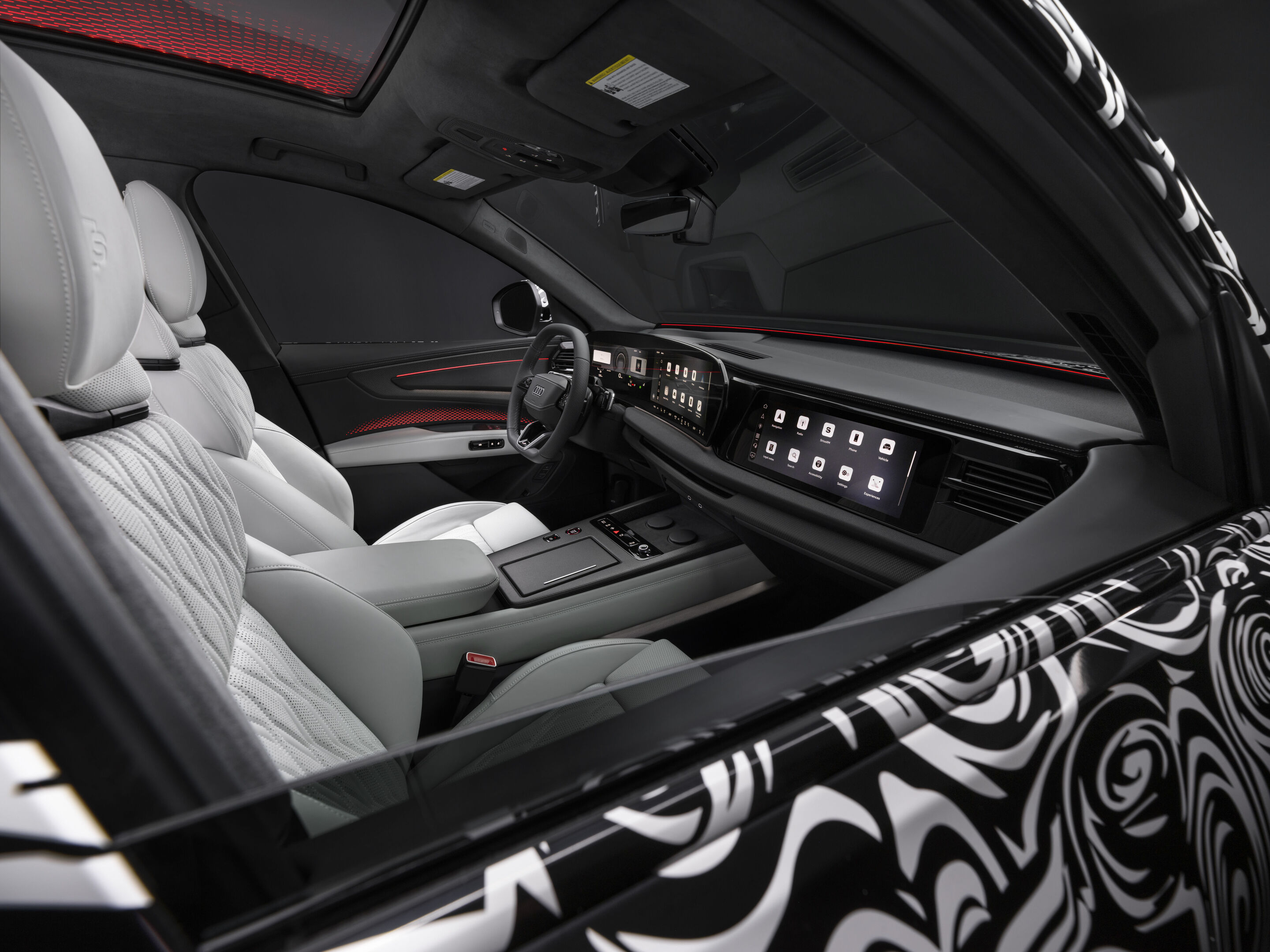 Audi Q9 - Studio photo, interior, steering wheel, digital stage, front sport seats