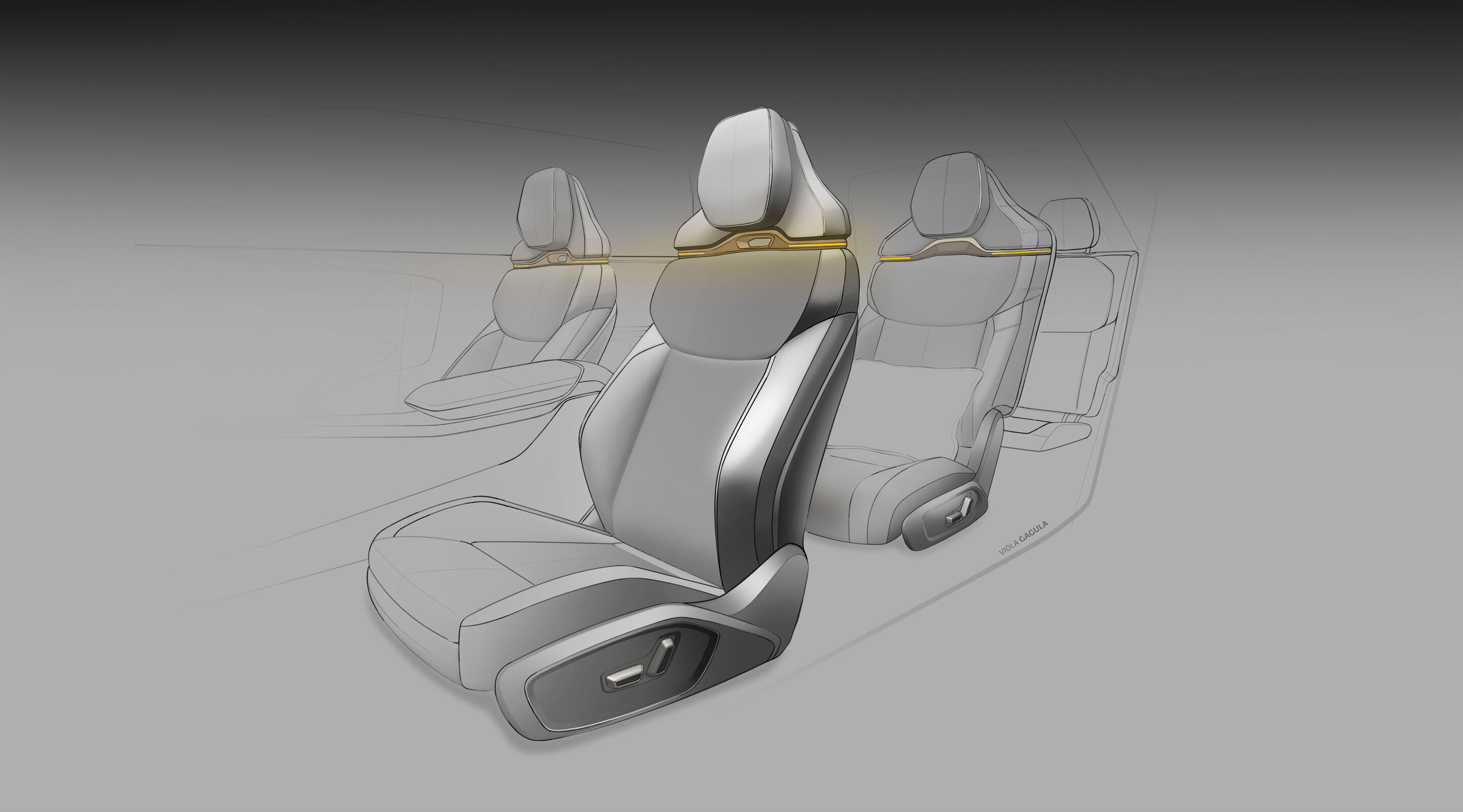 Sketch - Audi Q9 - Design sketch Audi Q9 - Interior