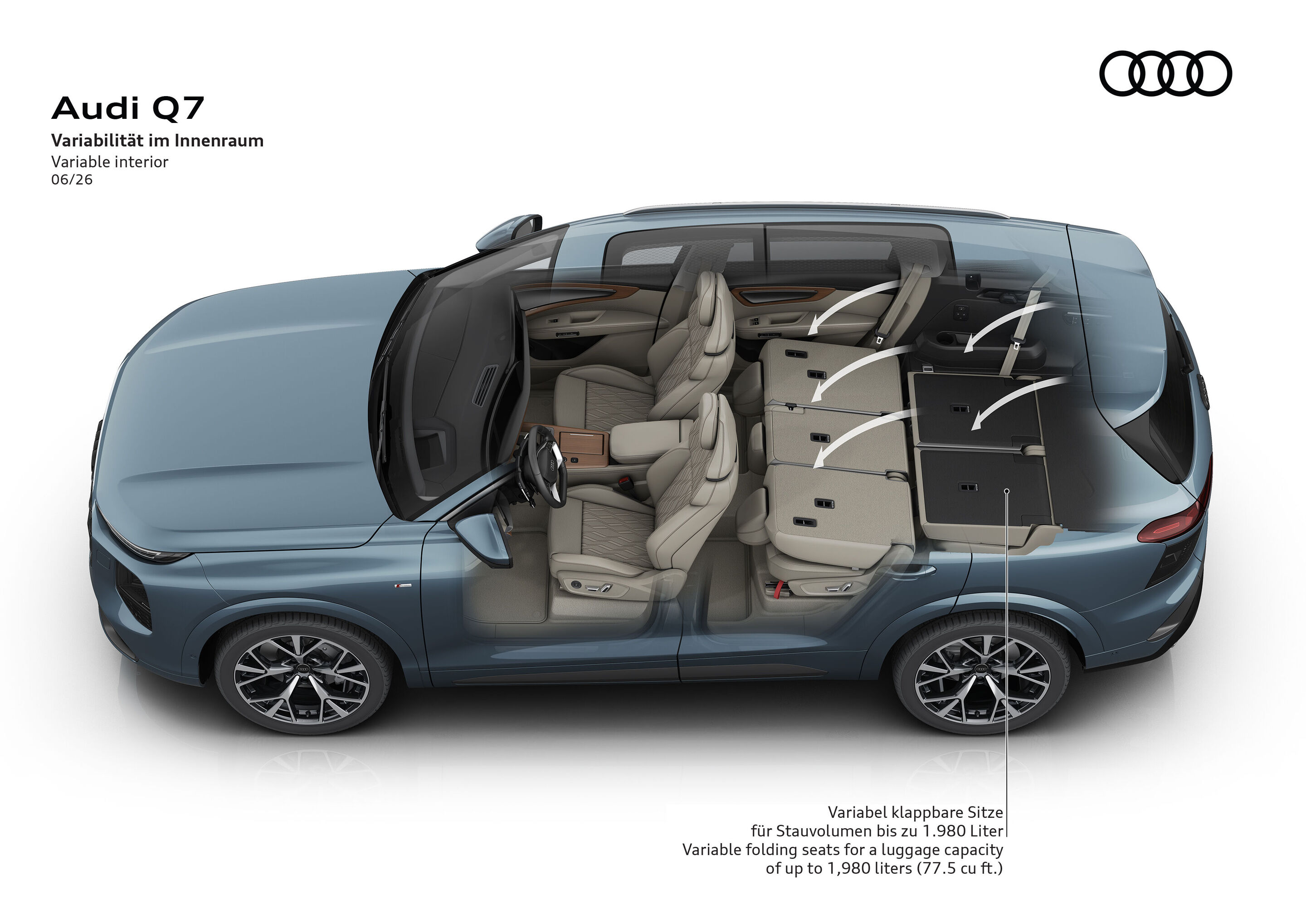 Illustration - Audi Q7 SUV - Variabilität im Innenraum