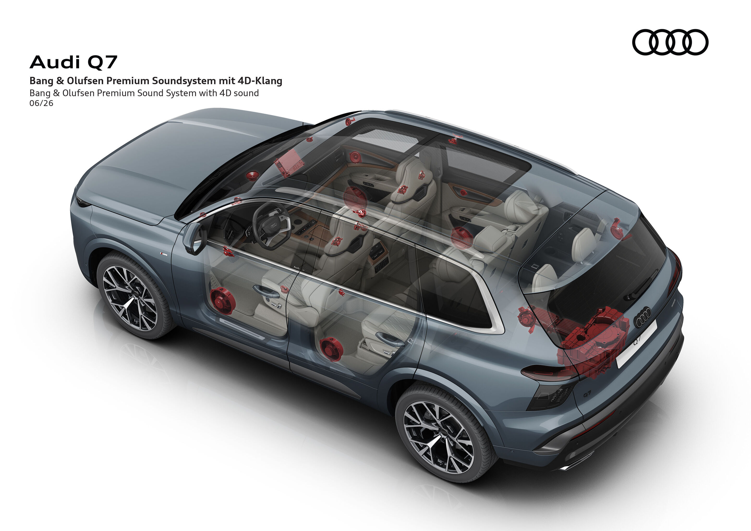 Illustration - Audi Q7 - Bang & Olufsen Premium Soundsystem mit 4D-Klang