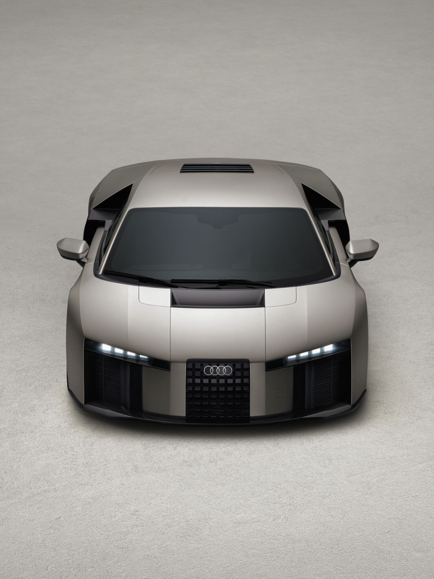 Audi Nuvolari - Titanium, static studio shot, exterior, frontal view top-down perspective