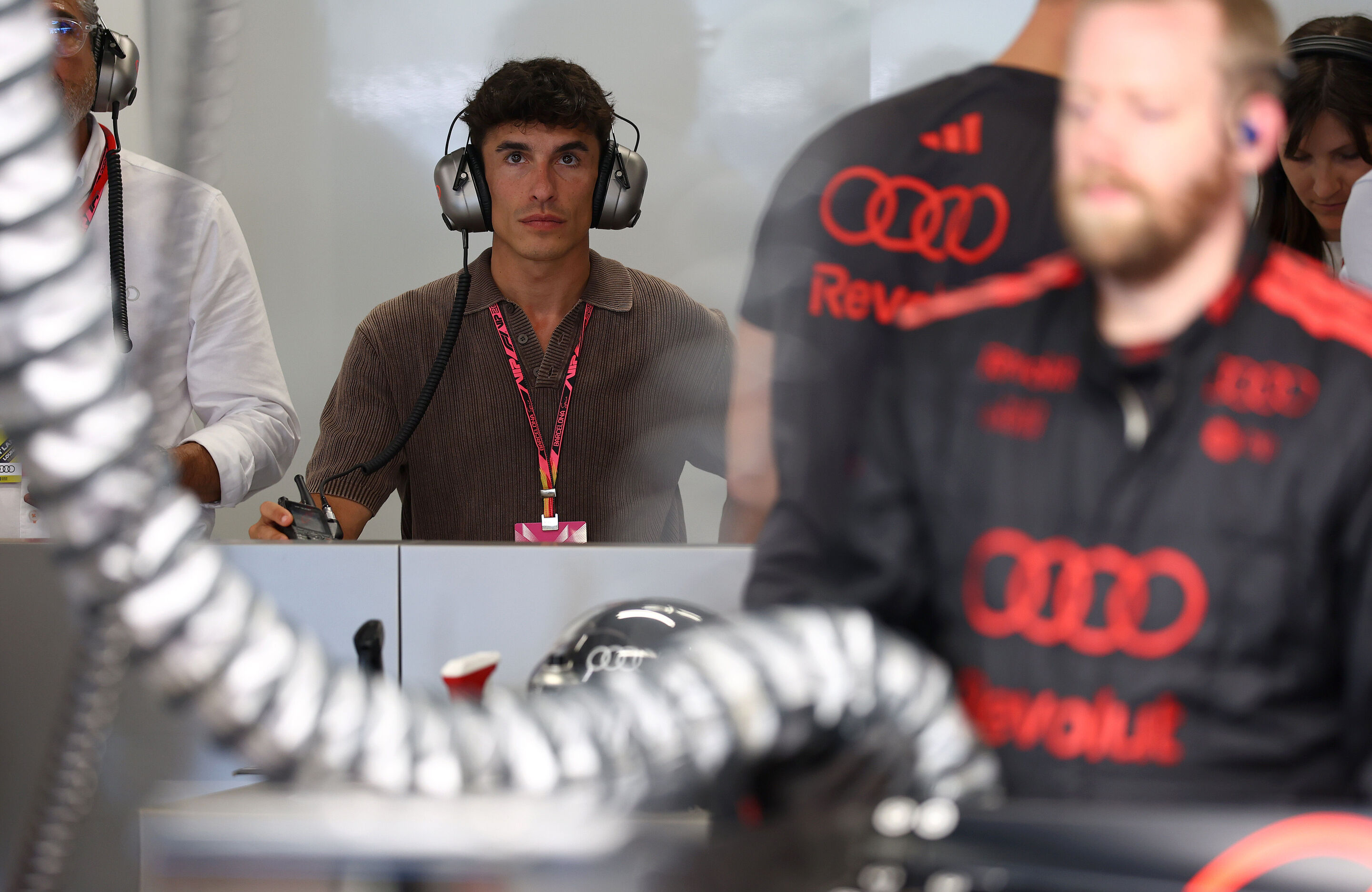 Audi Revolut F1 Team: Grand Prix von Barcelona - Ducati-Werksfahrer Marc Marquez zu Gast beim Audi Revolut F1 Team