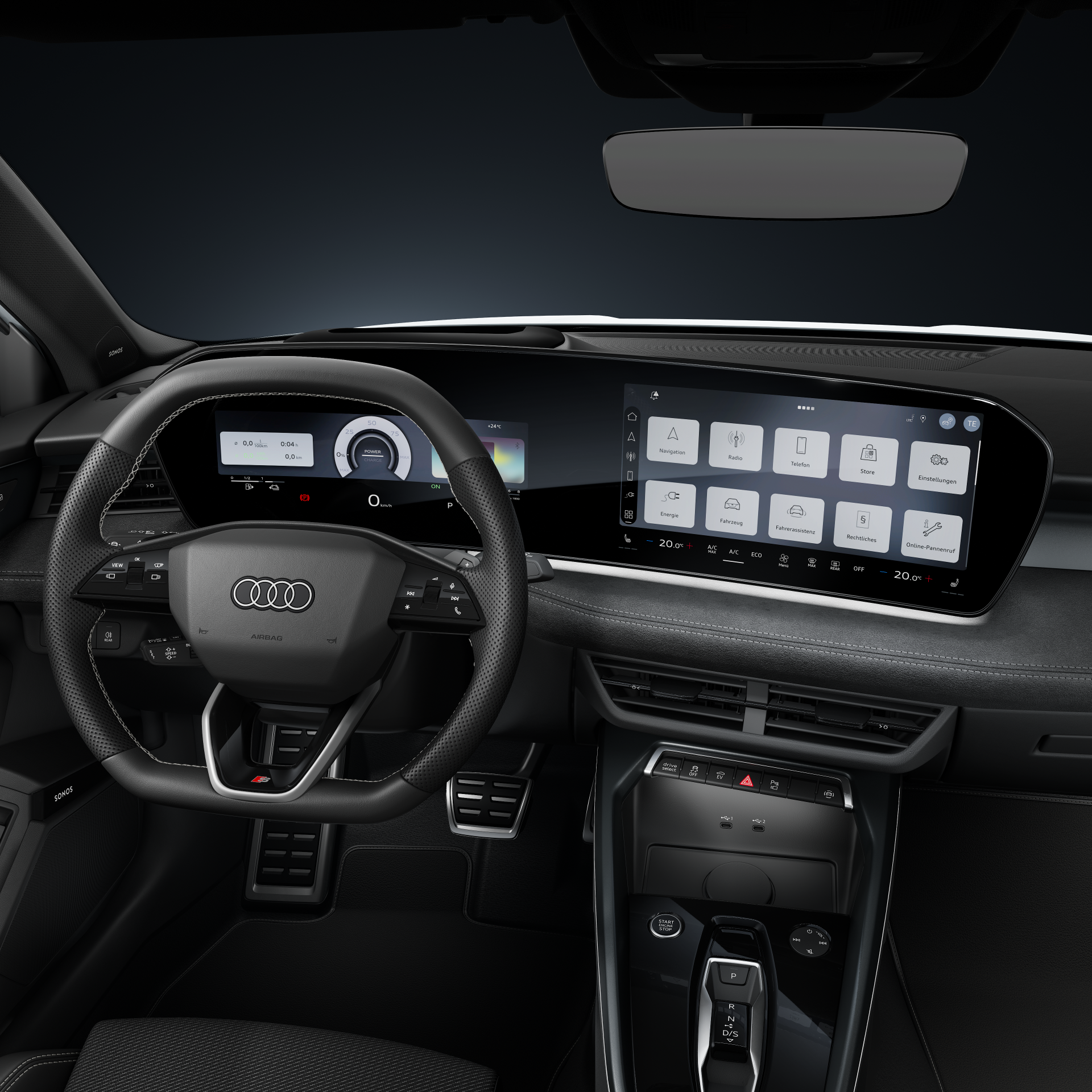 Audi A3 allstreet e-hybrid - Studio photo, interior, cockpit and steering wheel