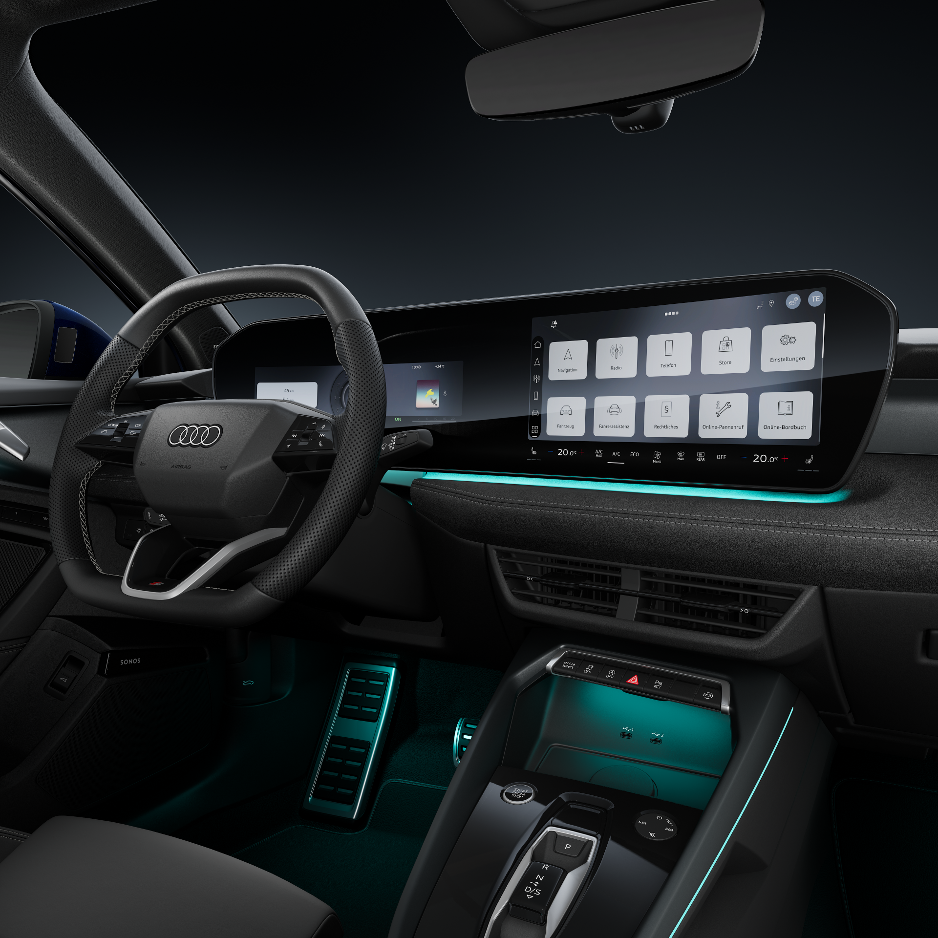 Audi A3 Limousine - Studioaufnahme, Interieur, Cockpit und Lenkrad