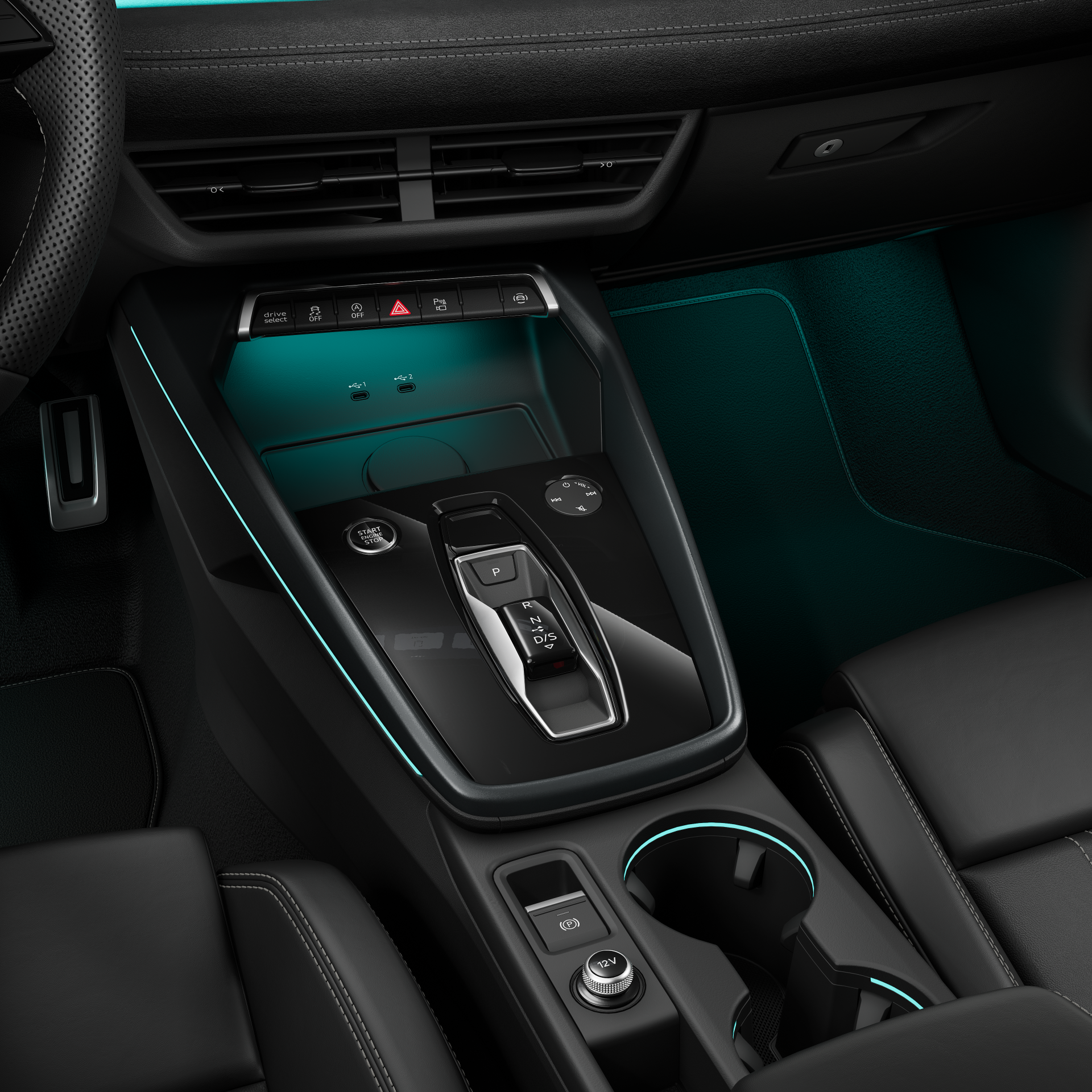 Audi A3 Limousine - Studioaufnahme, Interieur, Ablagen