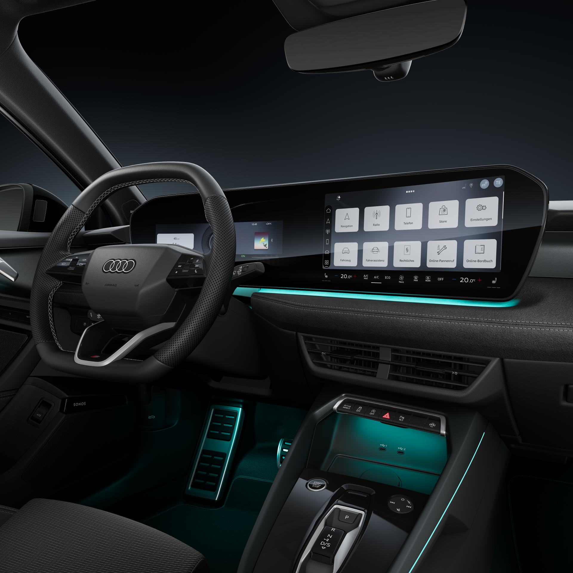 Audi A3 Sportback - Studioaufnahme, Interieur, Cockpit und Lenkrad