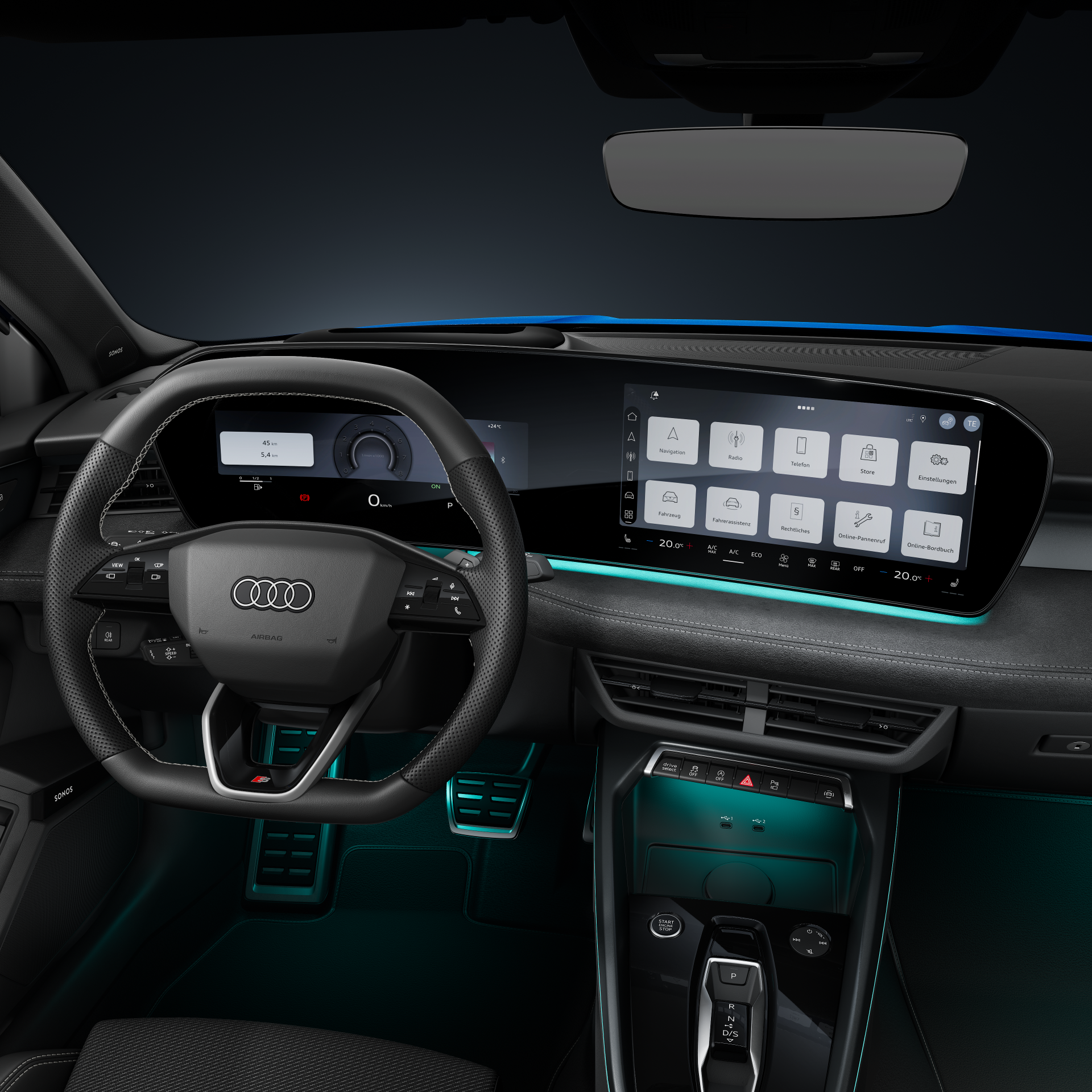 Audi A3 Sportback - Studioaufnahme, Interieur, Cockpit und Lenkrad