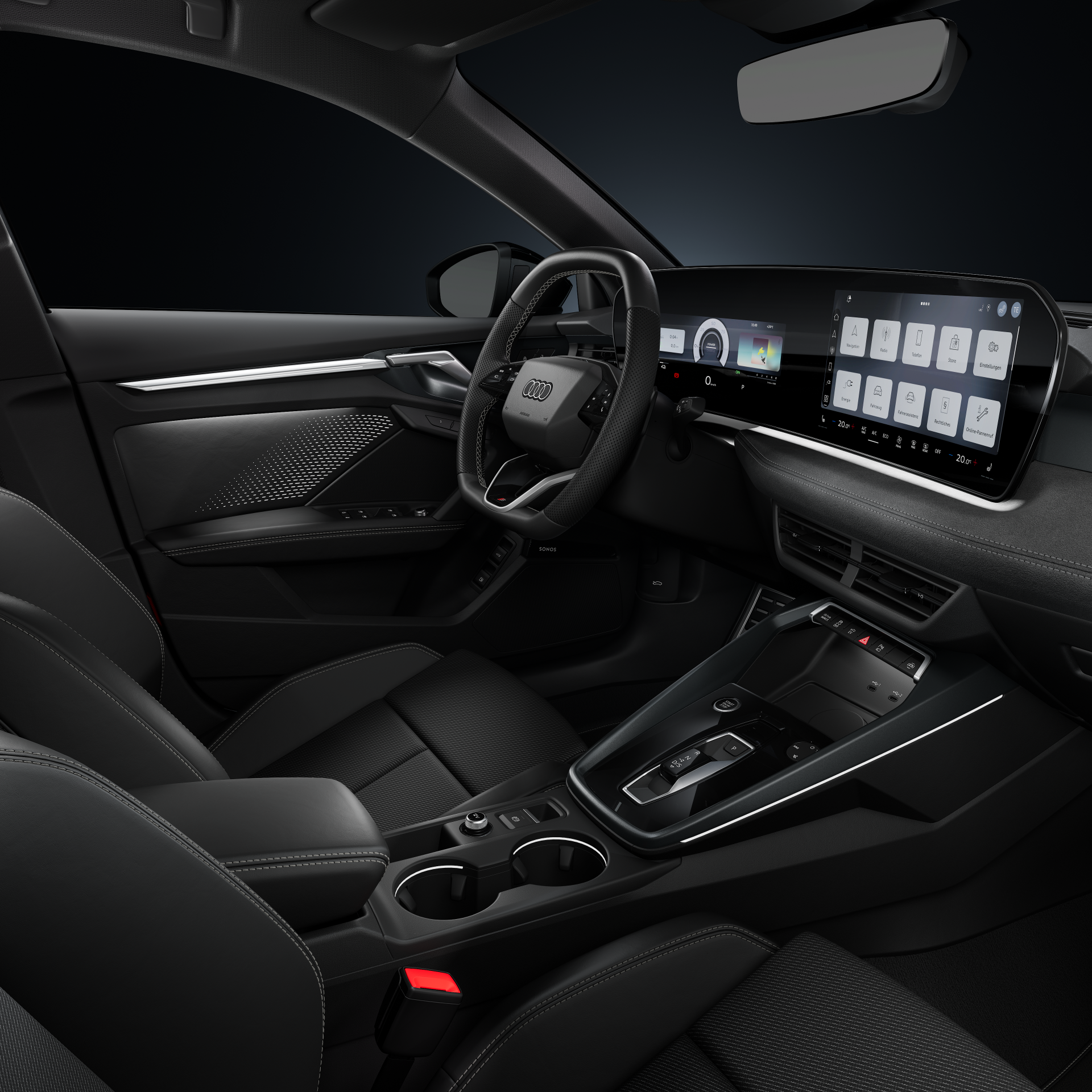 Audi A3 Sportback e-hybrid - Studioaufnahme, Interieur, Cockpit und Lenkrad