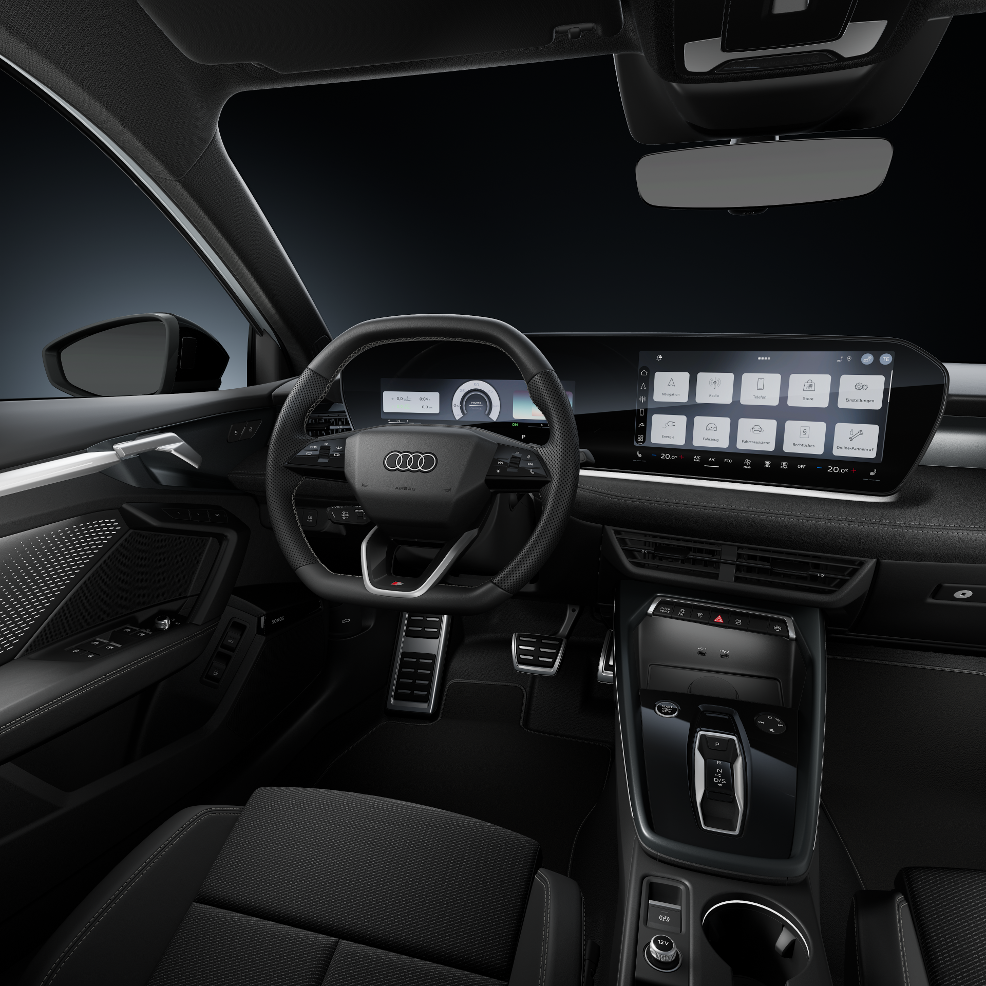 Audi A3 Sportback e-hybrid - Studioaufnahme, Interieur, Cockpit und Lenkrad
