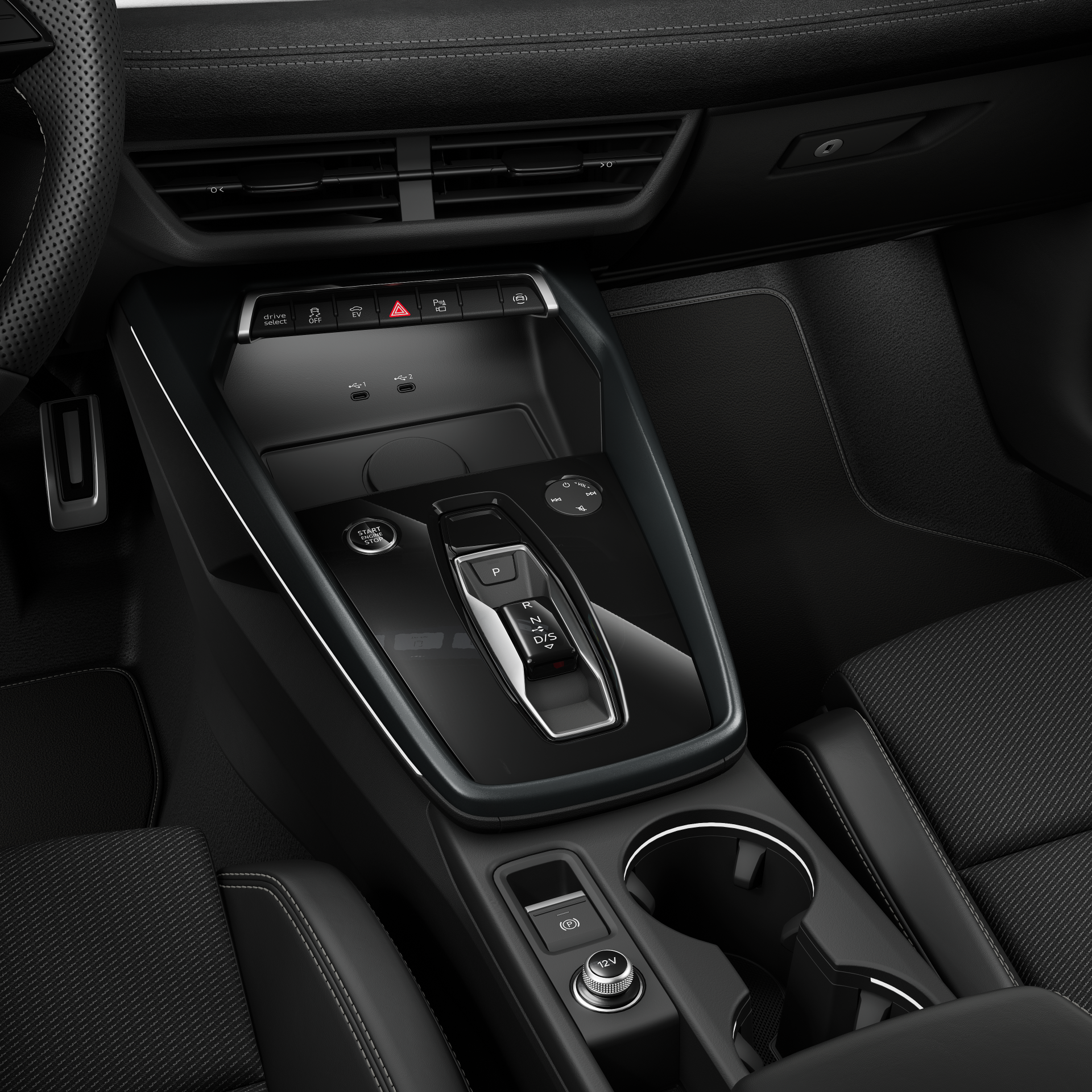 Audi A3 Sportback e-hybrid - Studioaufnahme, Interieur, Ablagen