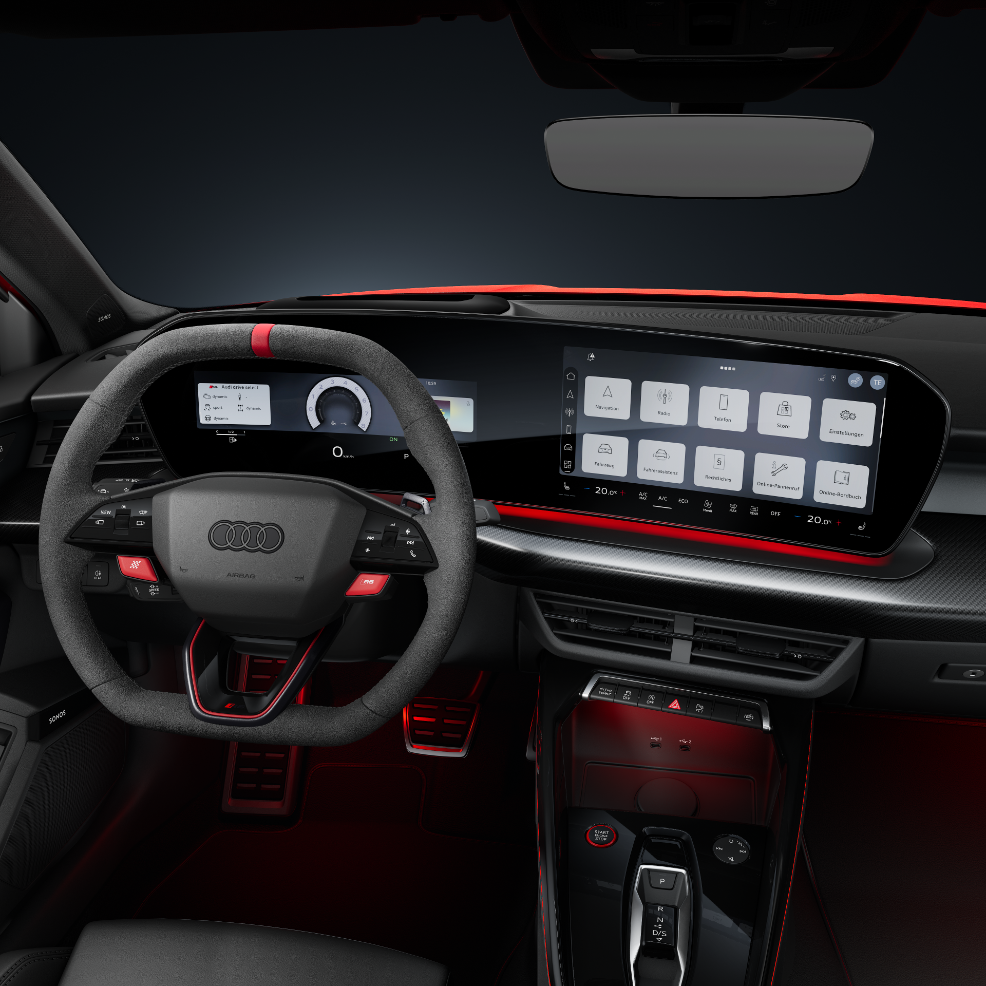 Audi RS 3 Limousine - Studioaufnahme, Interieur, Cockpit und Lenkrad
