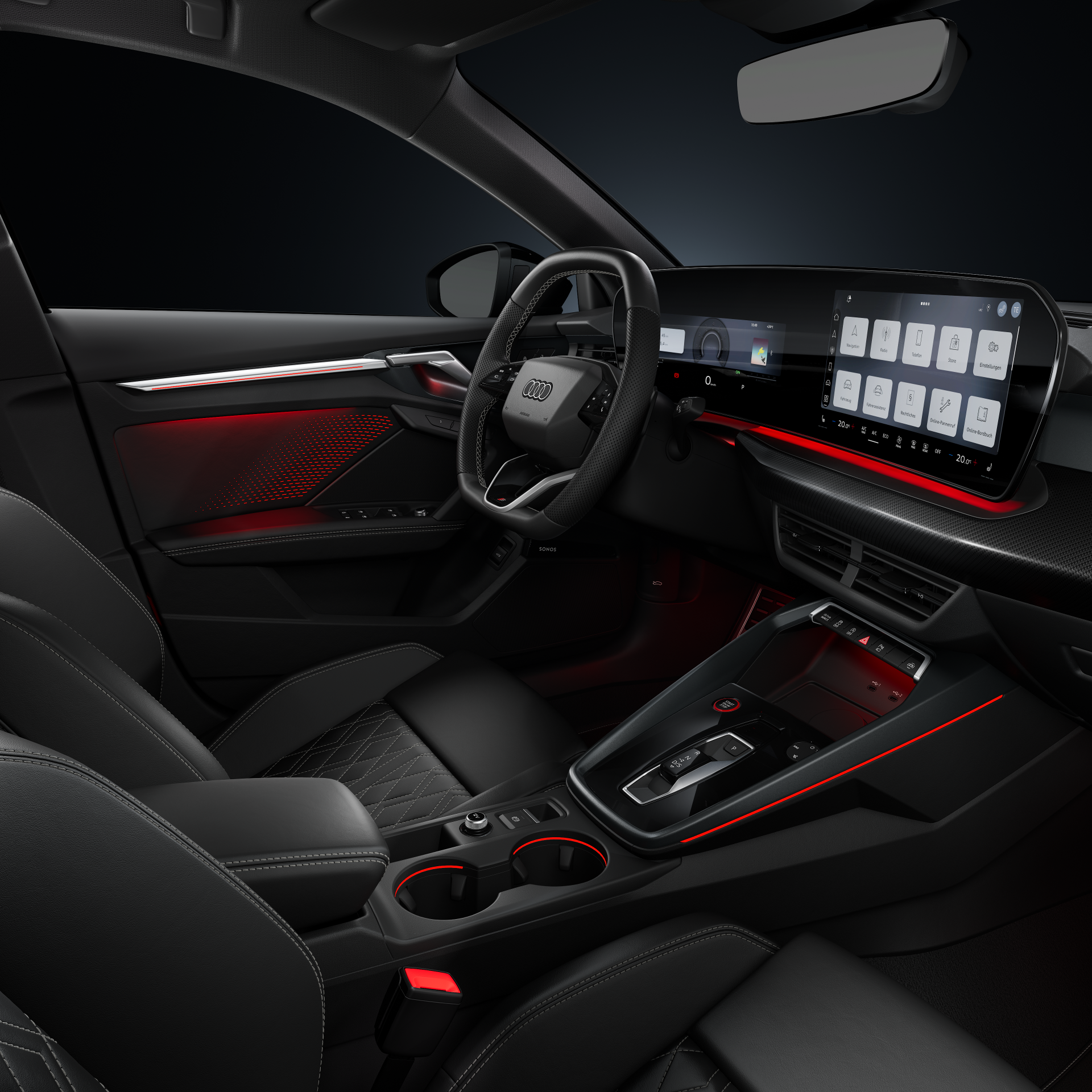 Audi S3 Sportback - Studio photo, interior, cockpit and steering wheel