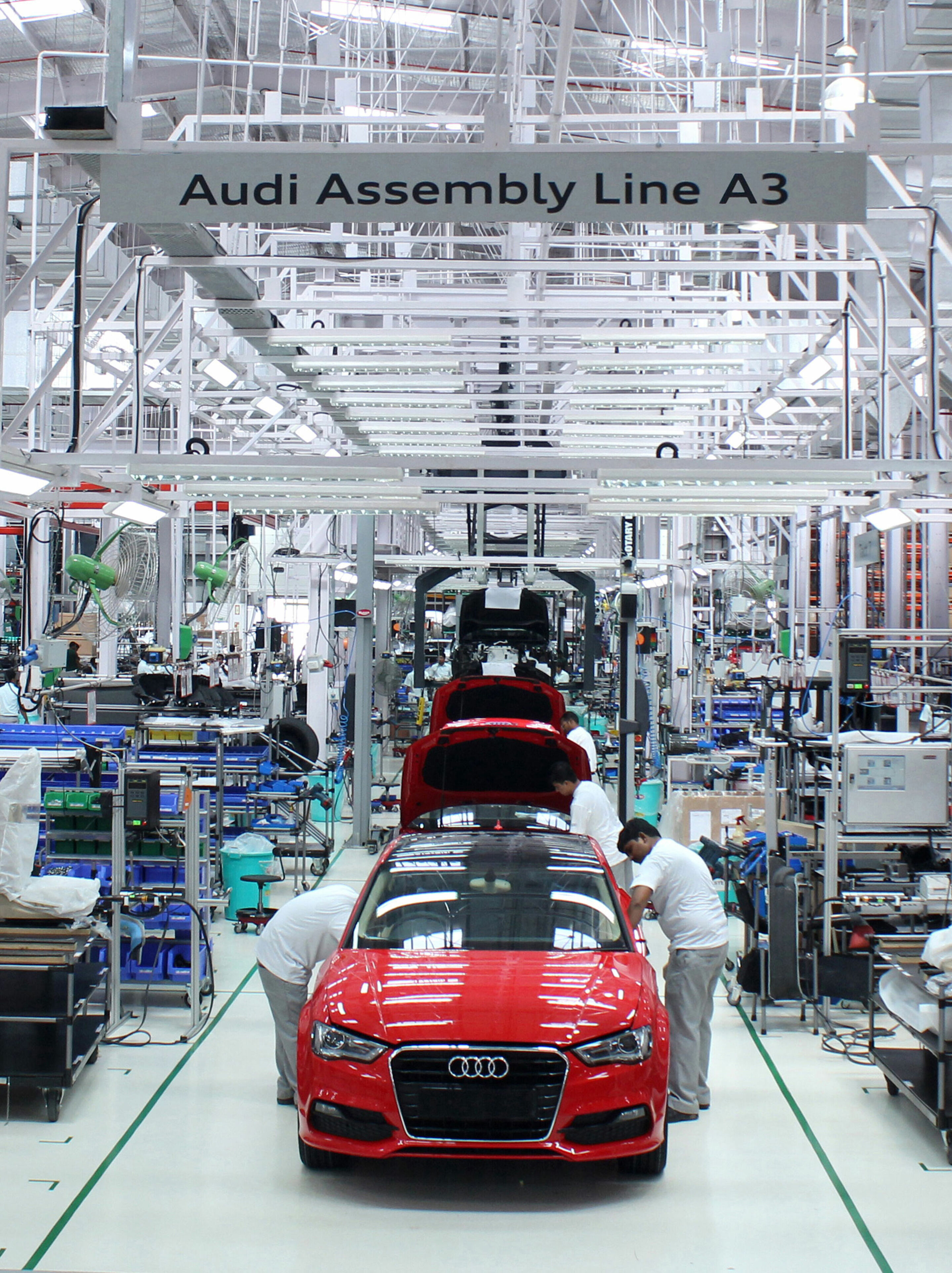 The Audi A3 Sedan rolls out of the Aurangabad plant