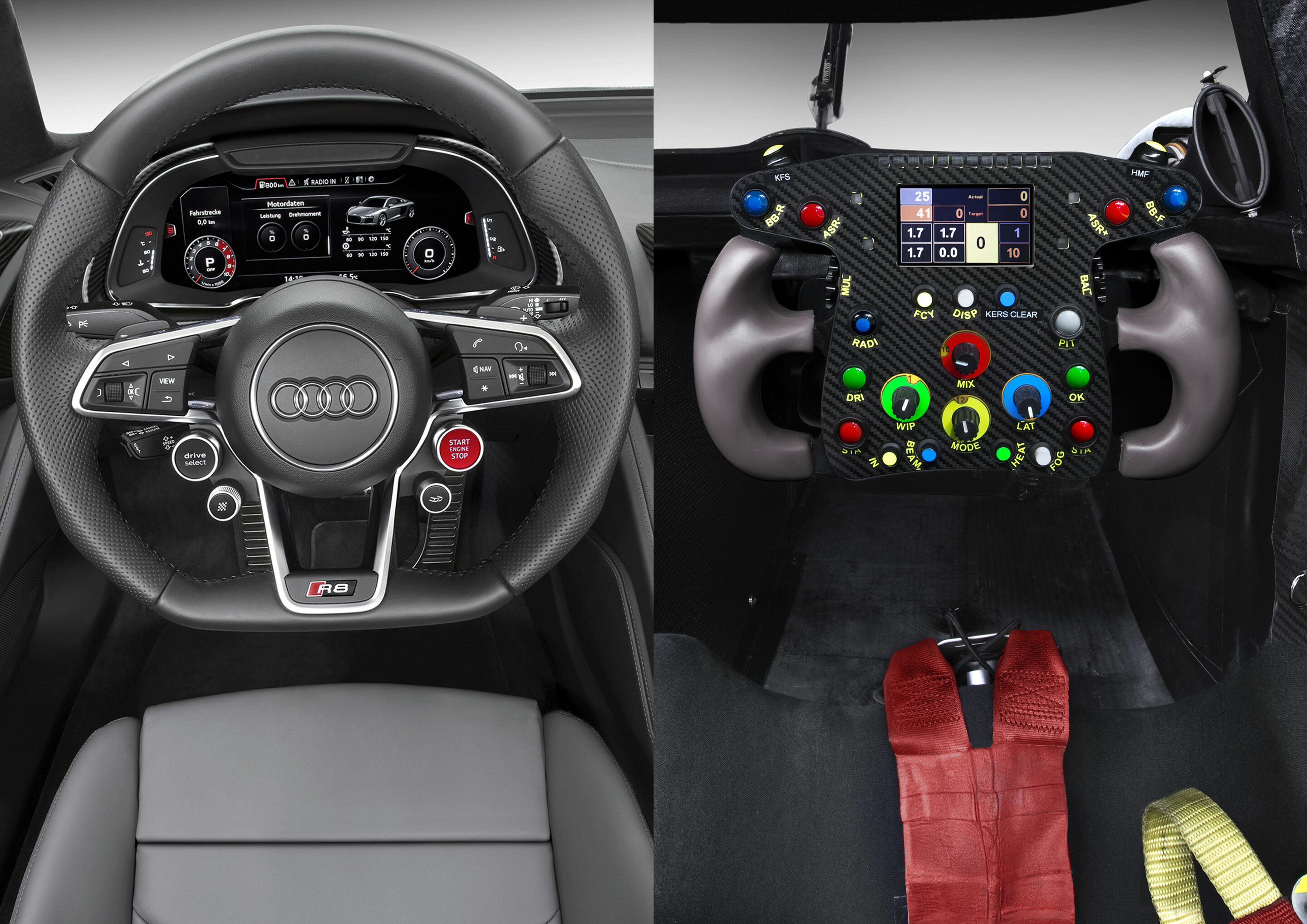 Cockpit view Audi R8 and Audi R18 e-tron quattro