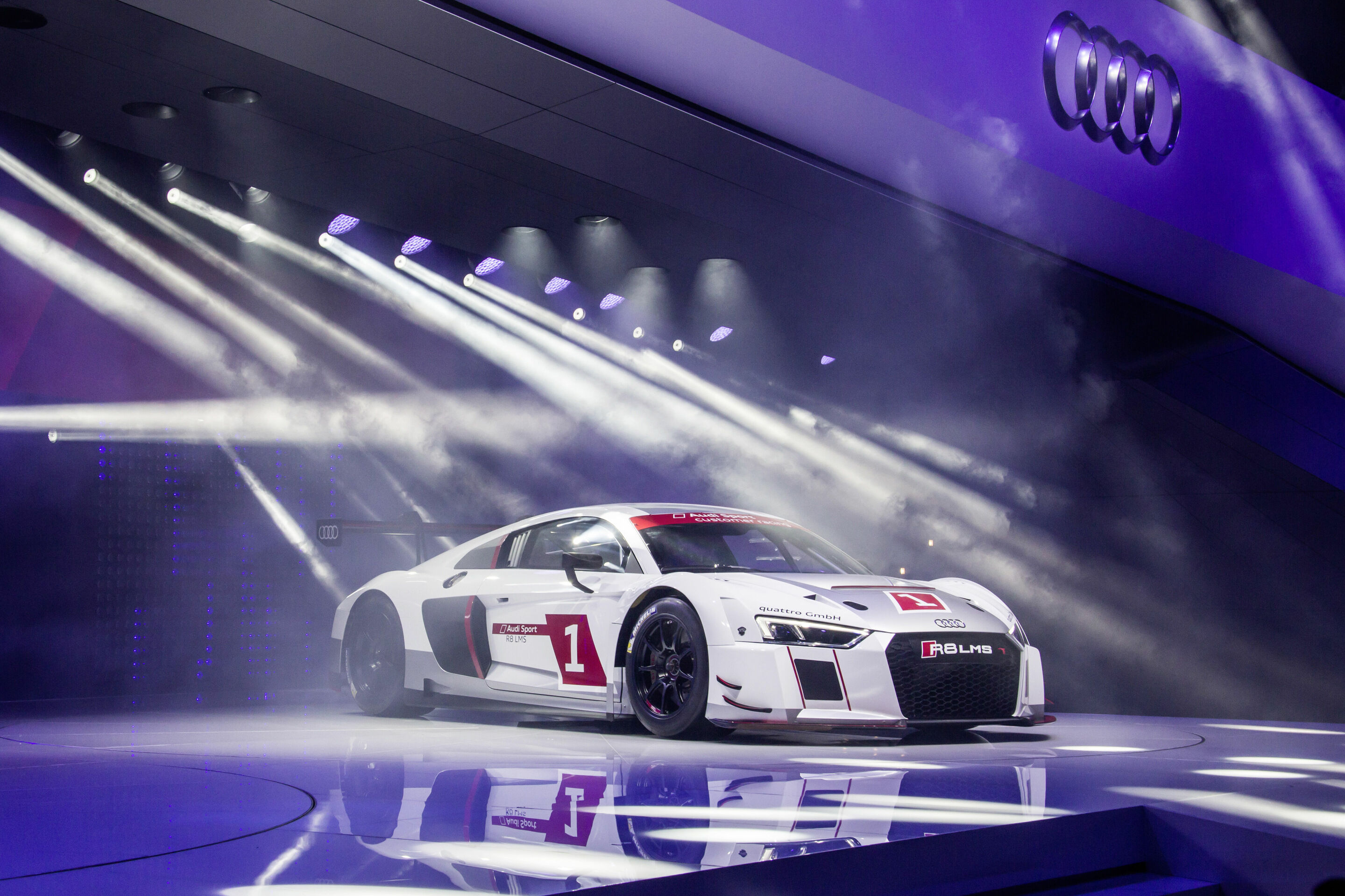 Geneva Motor Show 2015 - The new Audi R8 LMS on the Geneva Motorshow 2015.
