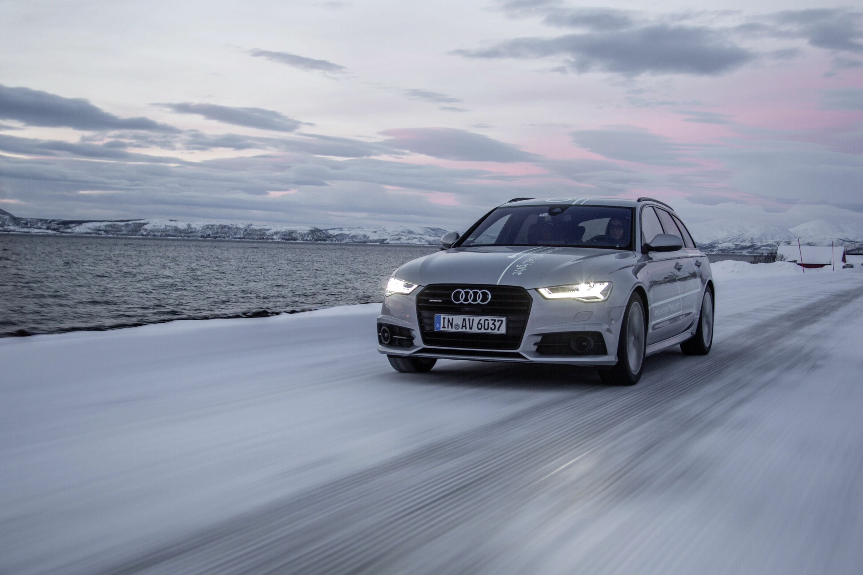 #HuntingTheLight with Matrix LED technology in the Audi A6 Avant in Northern Norway.