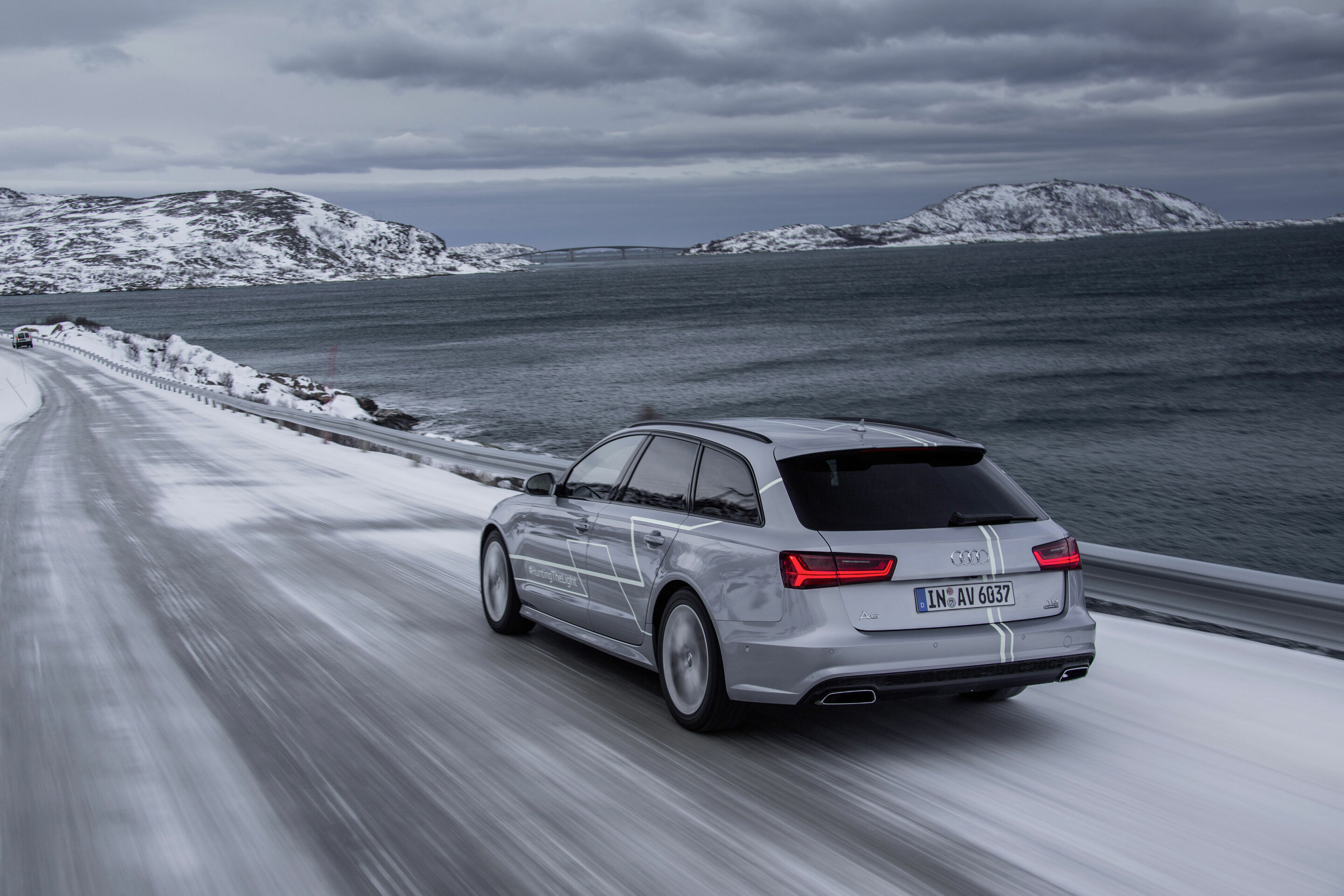 #HuntingTheLight with Matrix LED technology in the Audi A6 Avant in Northern Norway.