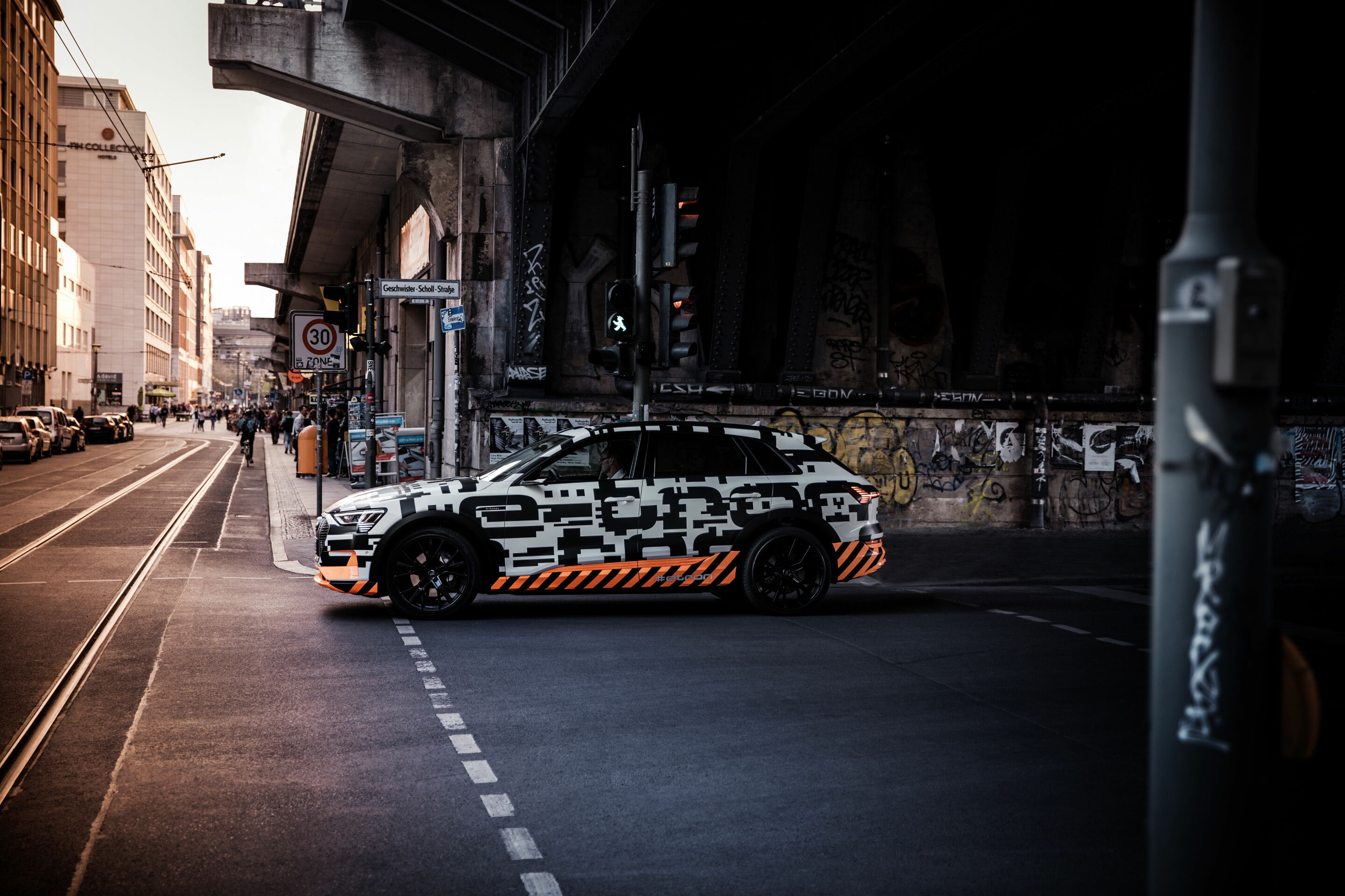Audi e-tron prototype driving in Berlin