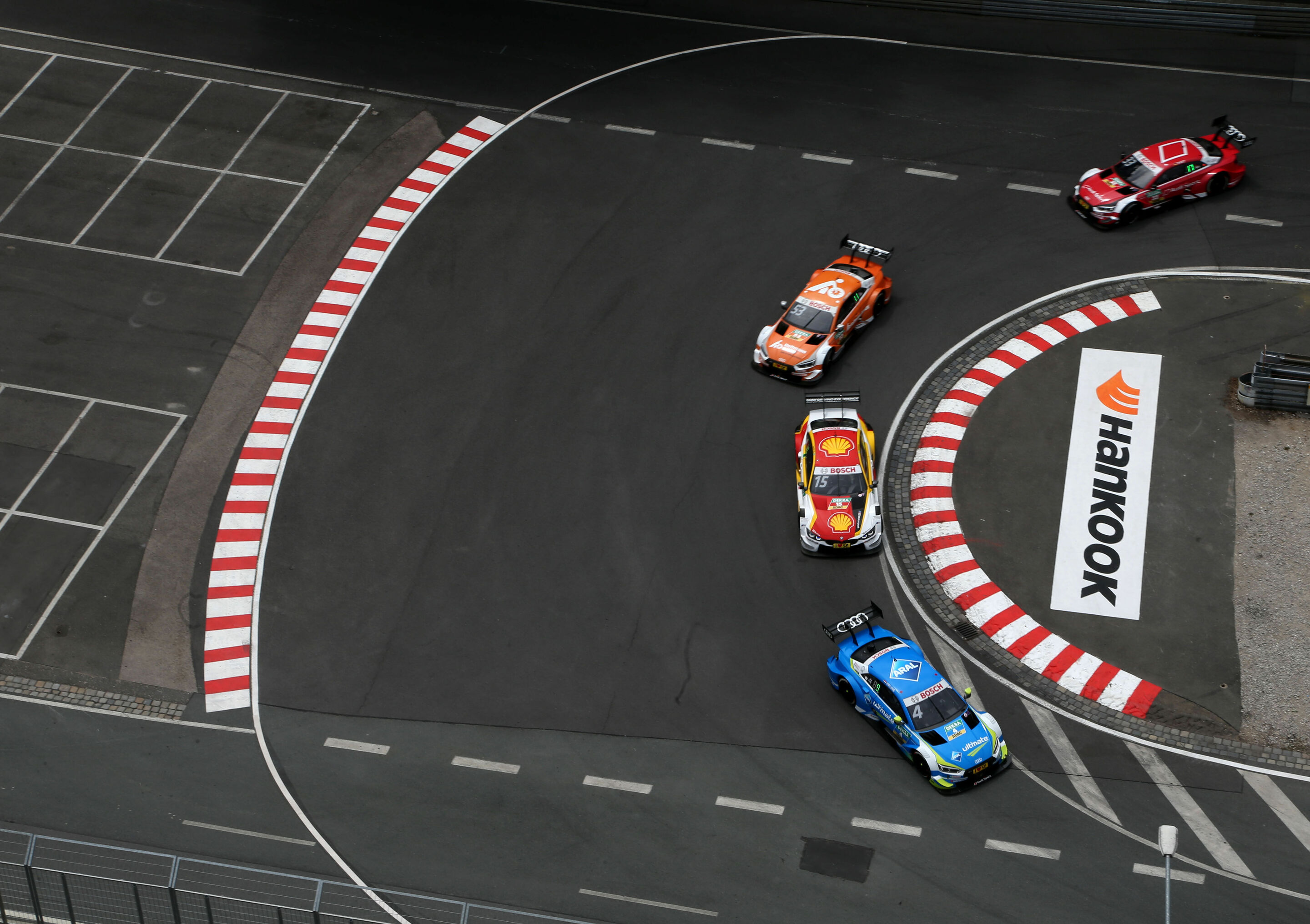 DTM Norisring 2018 - Hoffmann Group Audi RS 5 DTM #53 (Audi Sport Team Rosberg), Jamie Green,
Audi Sport RS 5 DTM #33 (Audi Sport Team Rosberg), René Rast,
Aral Ultimate Audi RS 5 DTM #4 (Audi Sport Team Abt Sportsline), Robin Frijns
