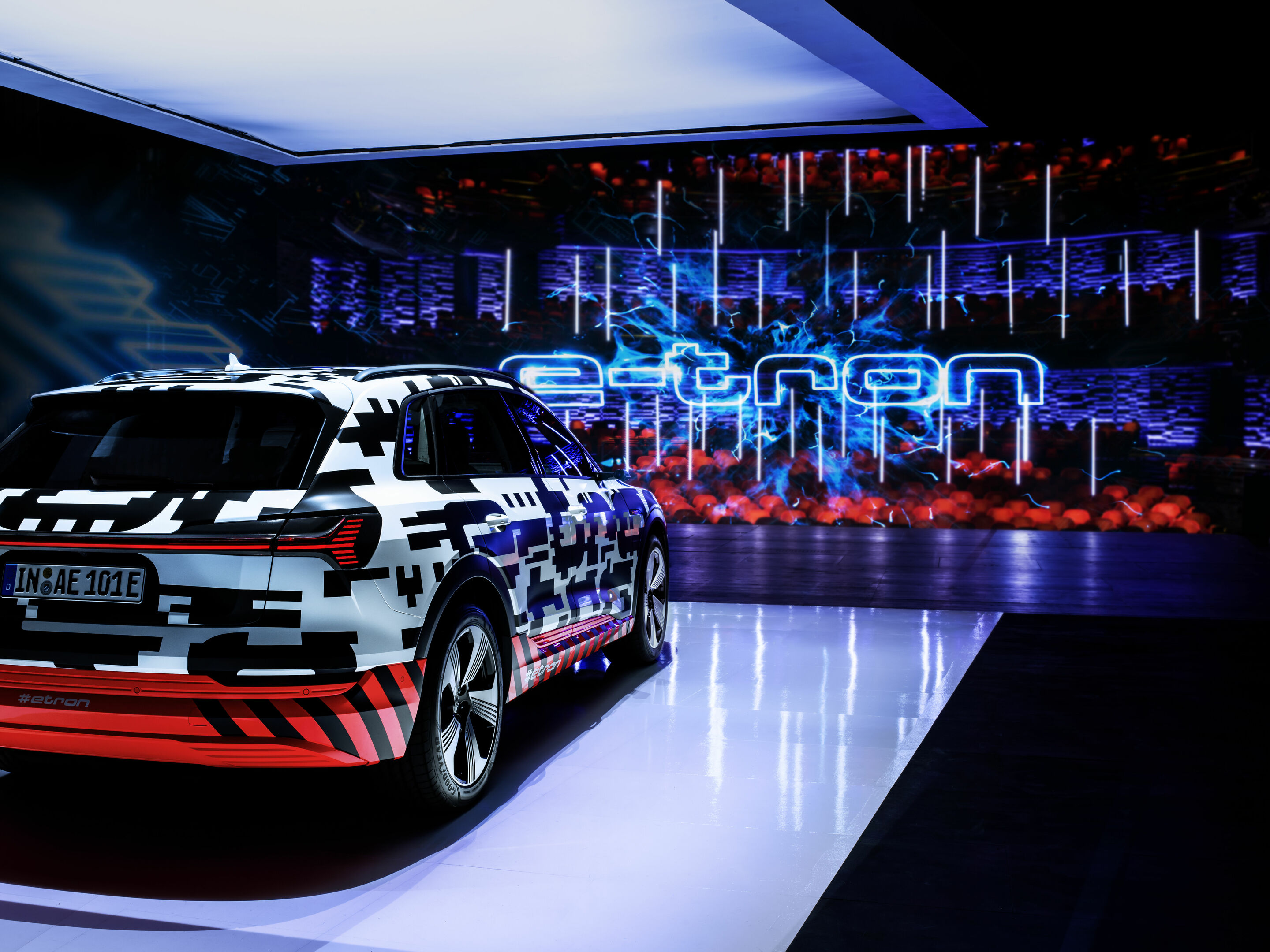 The Audi e-tron prototype on the stage in the Royal Danish Playhouse in Copenhagen