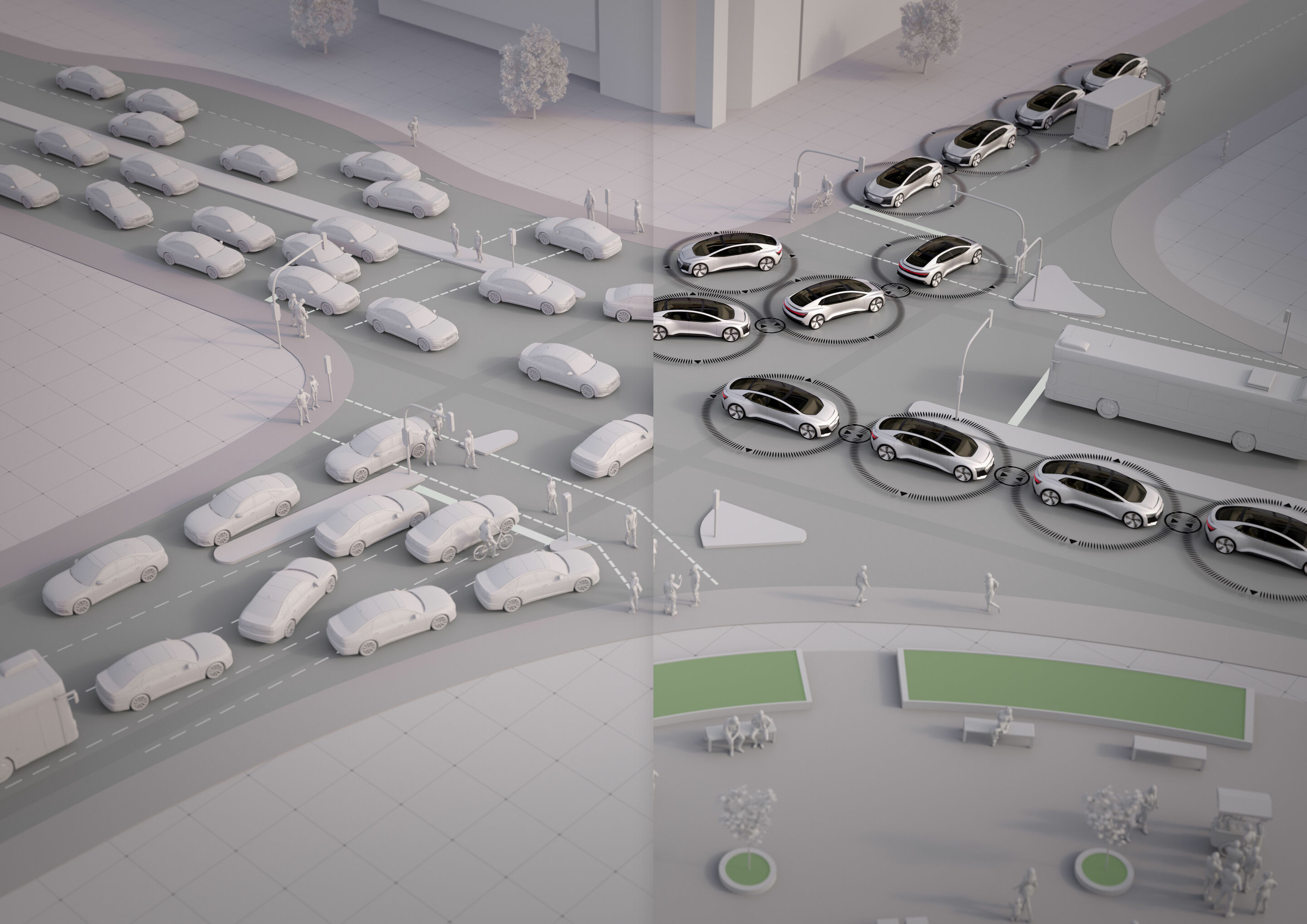 Audi study „25th Hour – Flow“: No Congestion in the City of the Future (Example City Ingolstadt)
