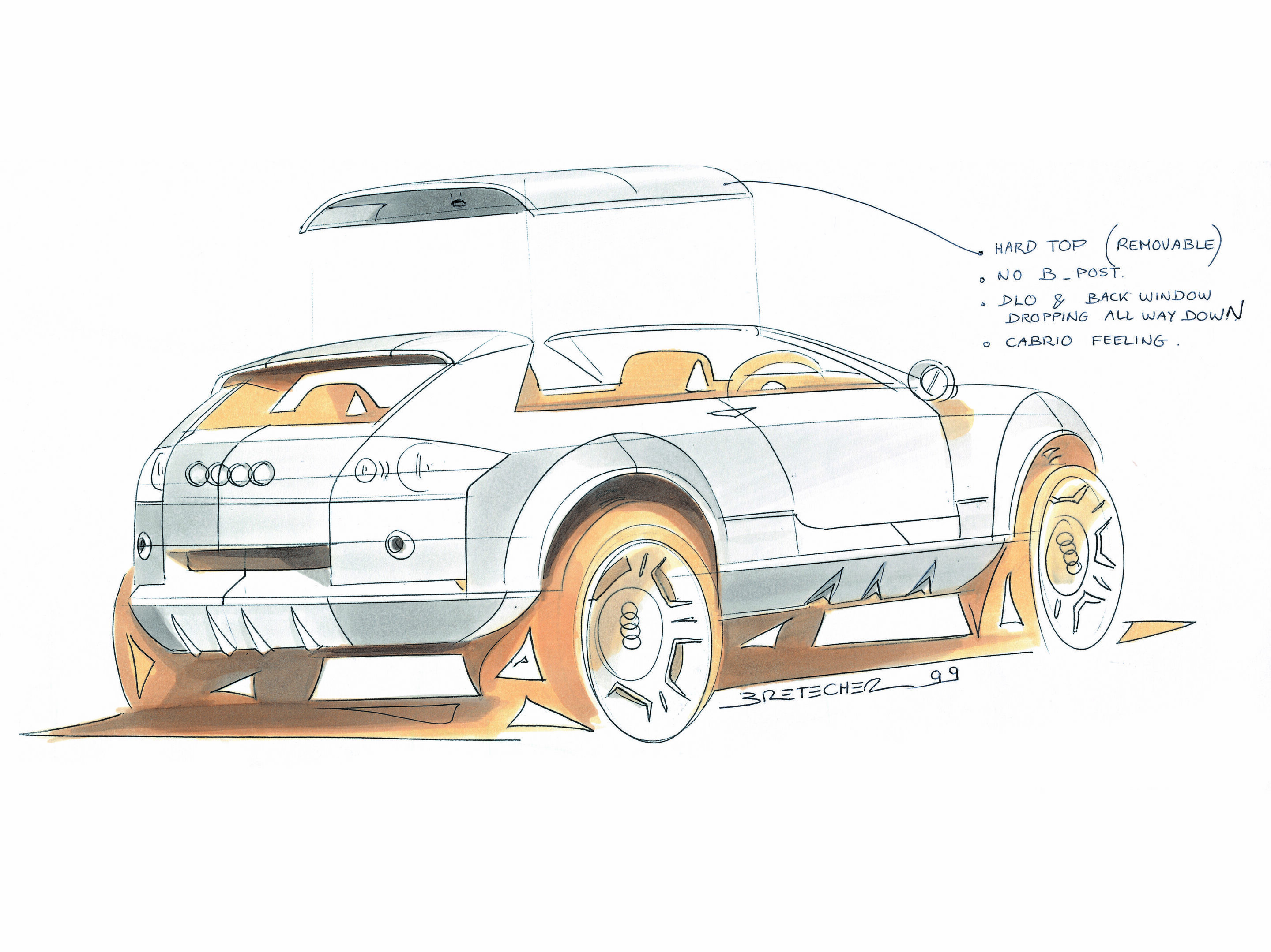 Audi Projekt "Steppenwolf" - Entwurfskizze Exterieur