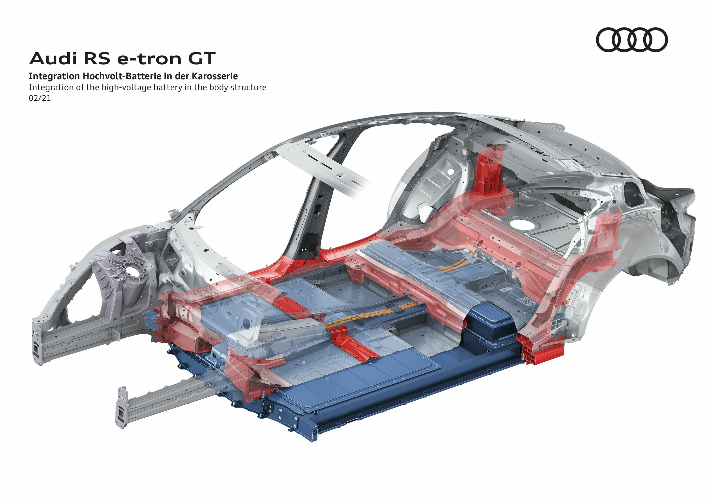 Illustration - Audi RS e-tron GT - Integration Hochvolt-Batterie in der Karosserie