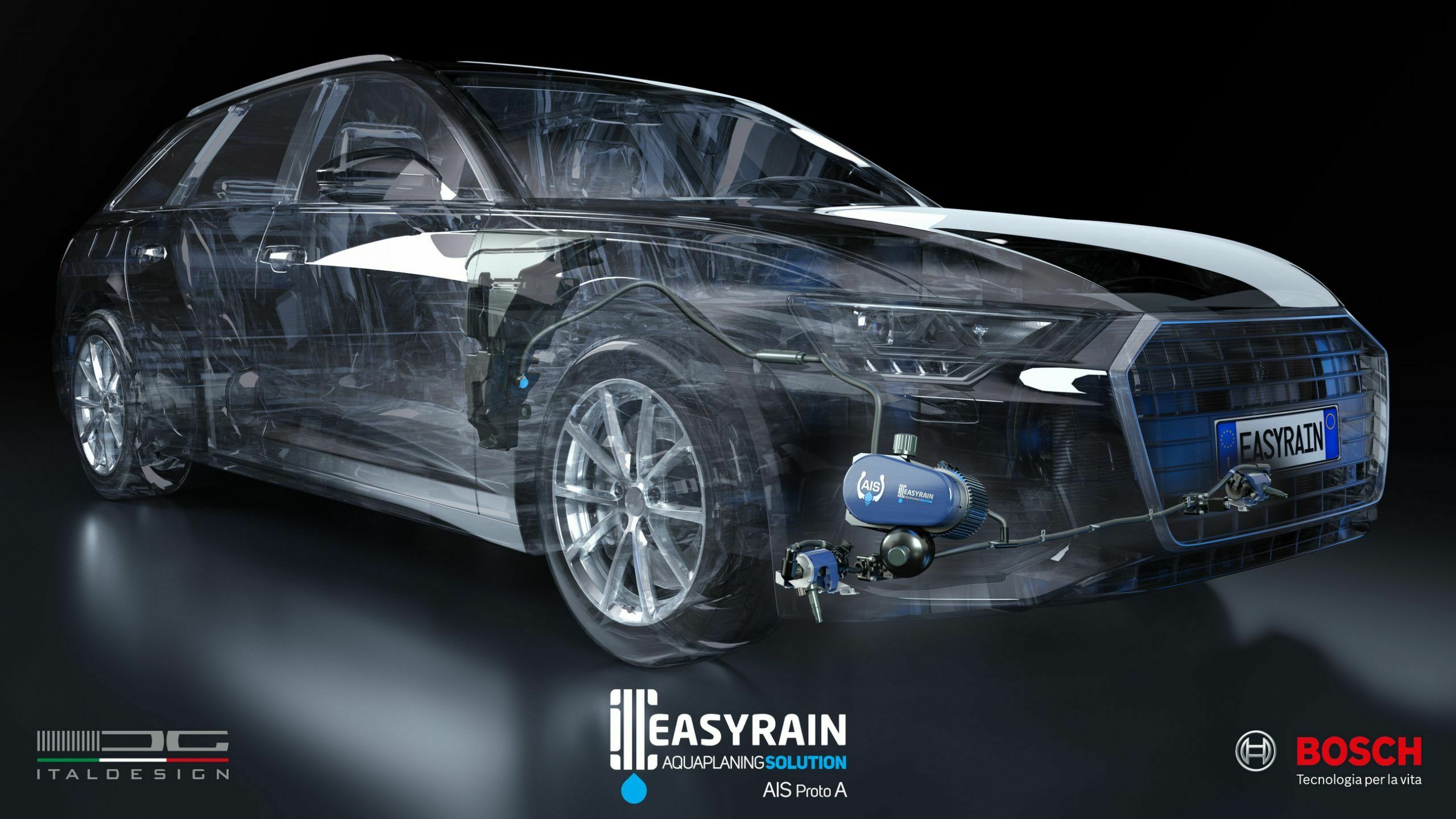 AIS: Easyrain, Bosch und Italdesign erproben Anti-Aquaplaning-System an Serienfahrzeug