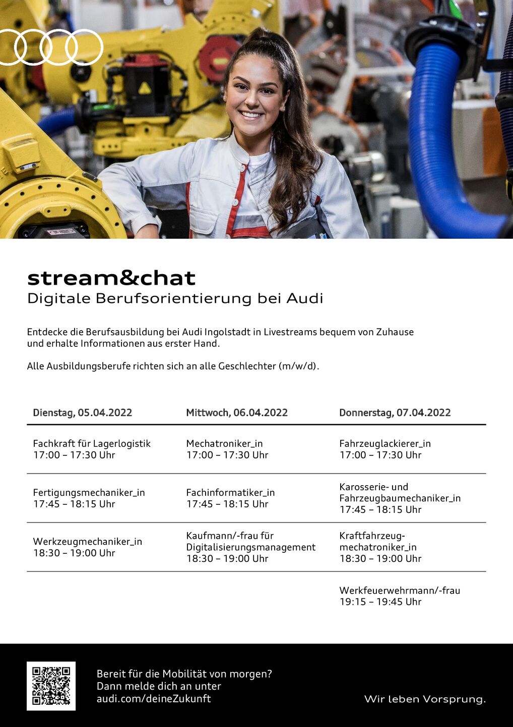 Termine zur digitalen Berufsorientierung bei Audi Ingolstadt