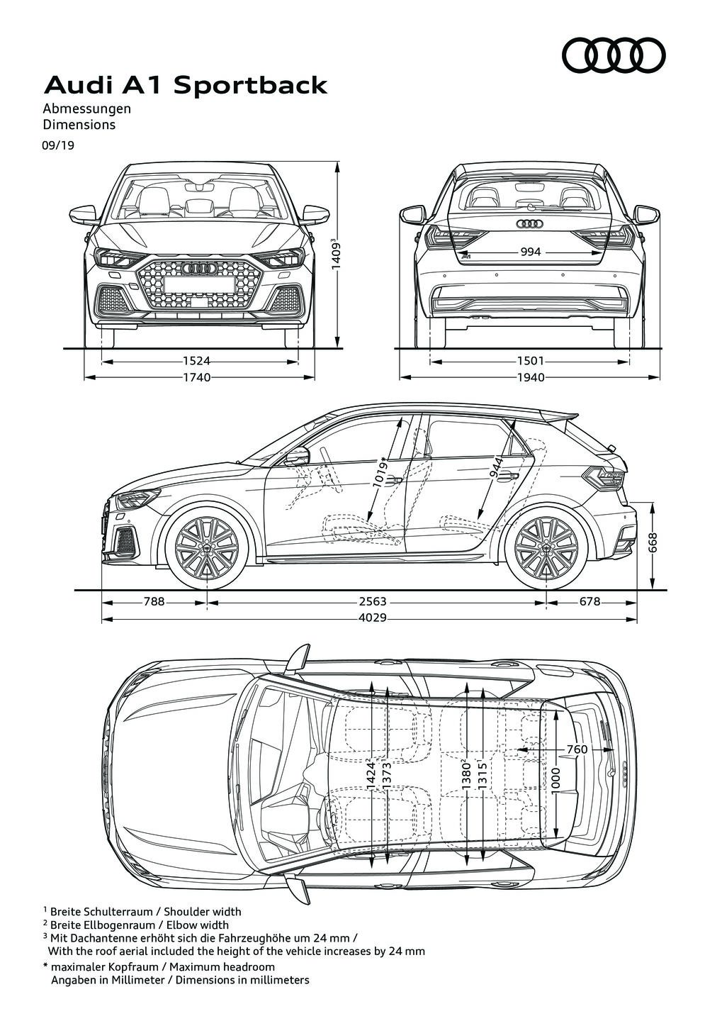 Abmessungen A1 Sportback Audi MediaCenter
