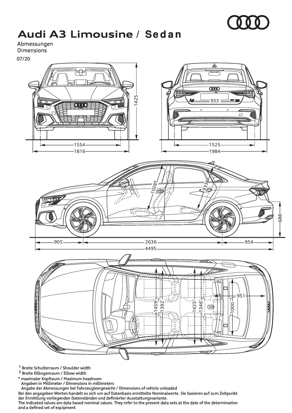 Abmessungen A3 Limousine