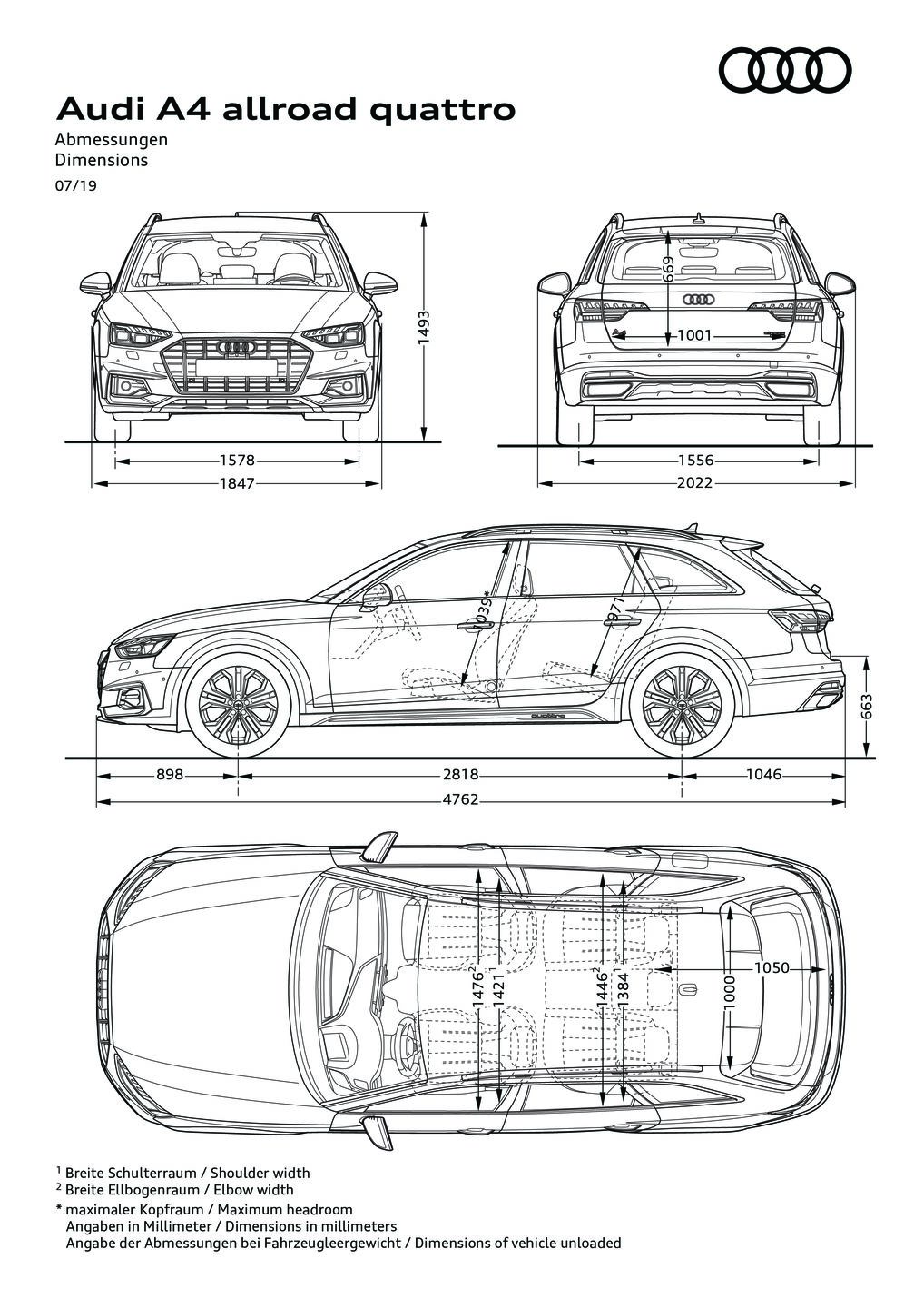 Set Tappeti Gomma Auto + Baule Per Audi A4 B9 Avant E Allroad (2015-): Pratici, Inodori E A Vaschetta