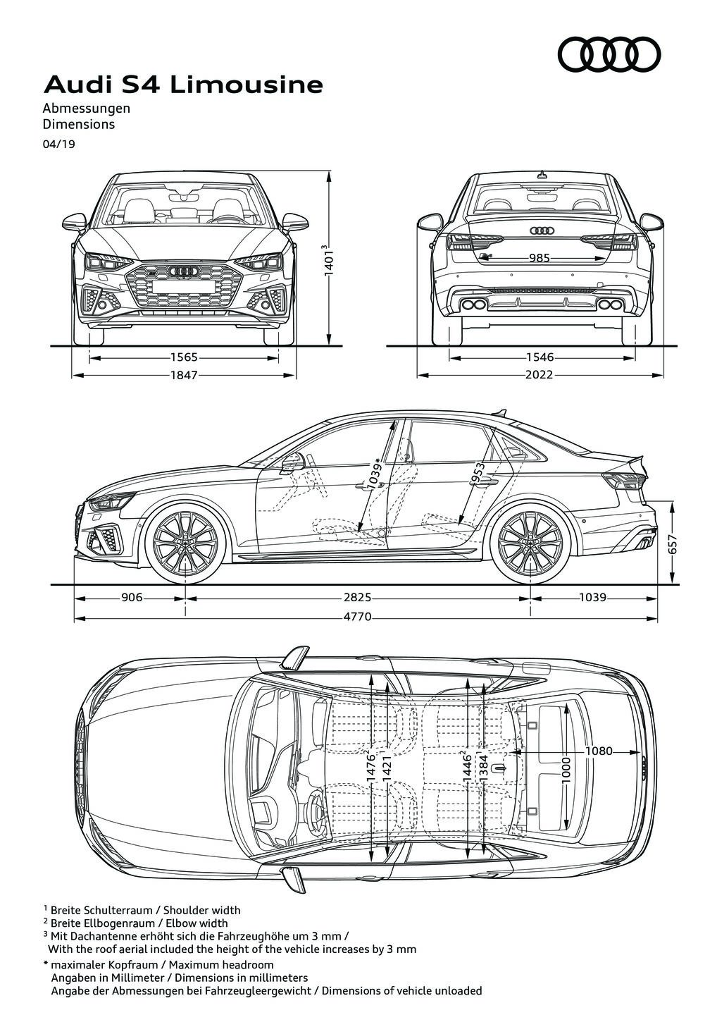 Abmessungen S4 Limousine