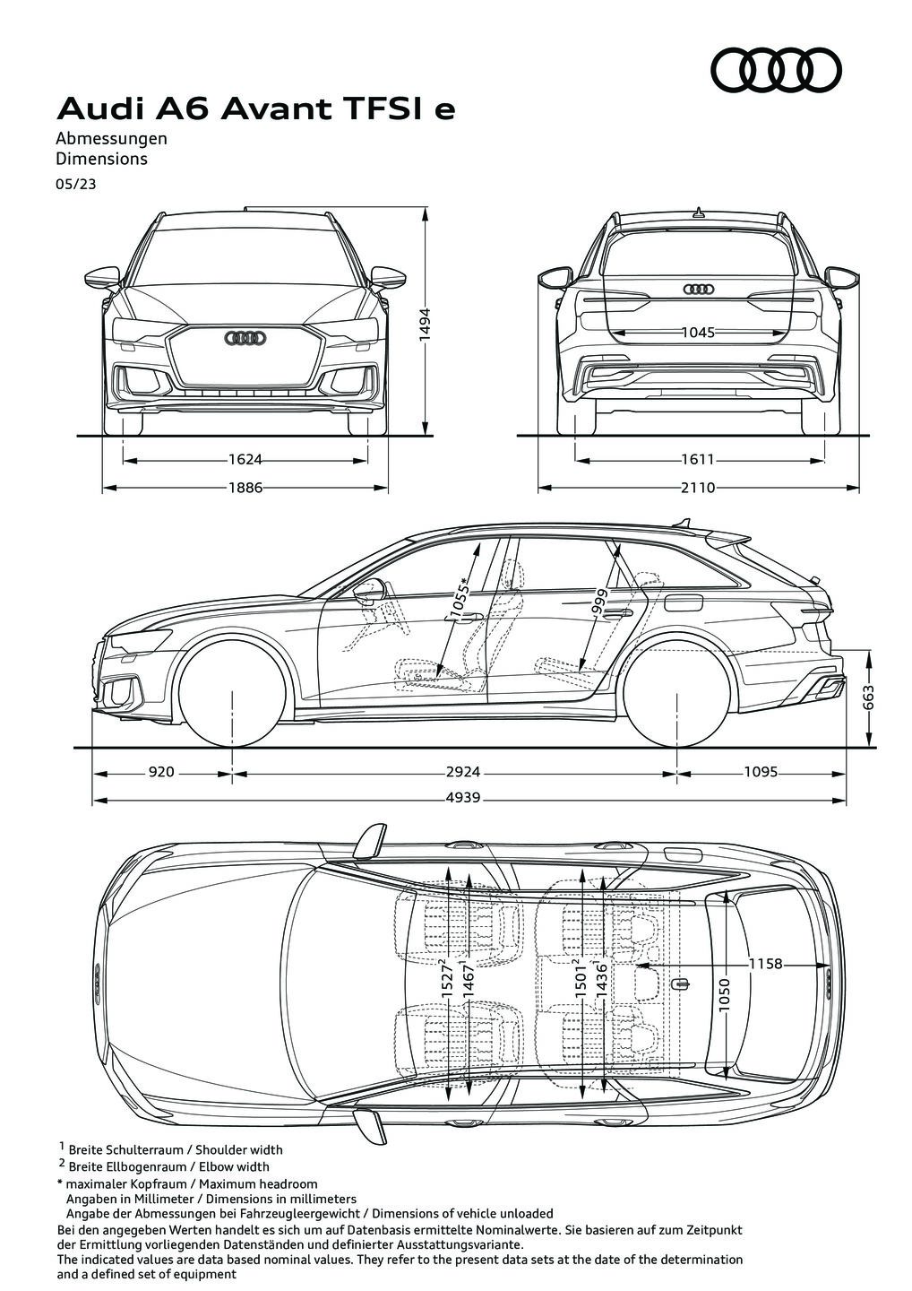 Abmessungen A6 Avant TFSI e