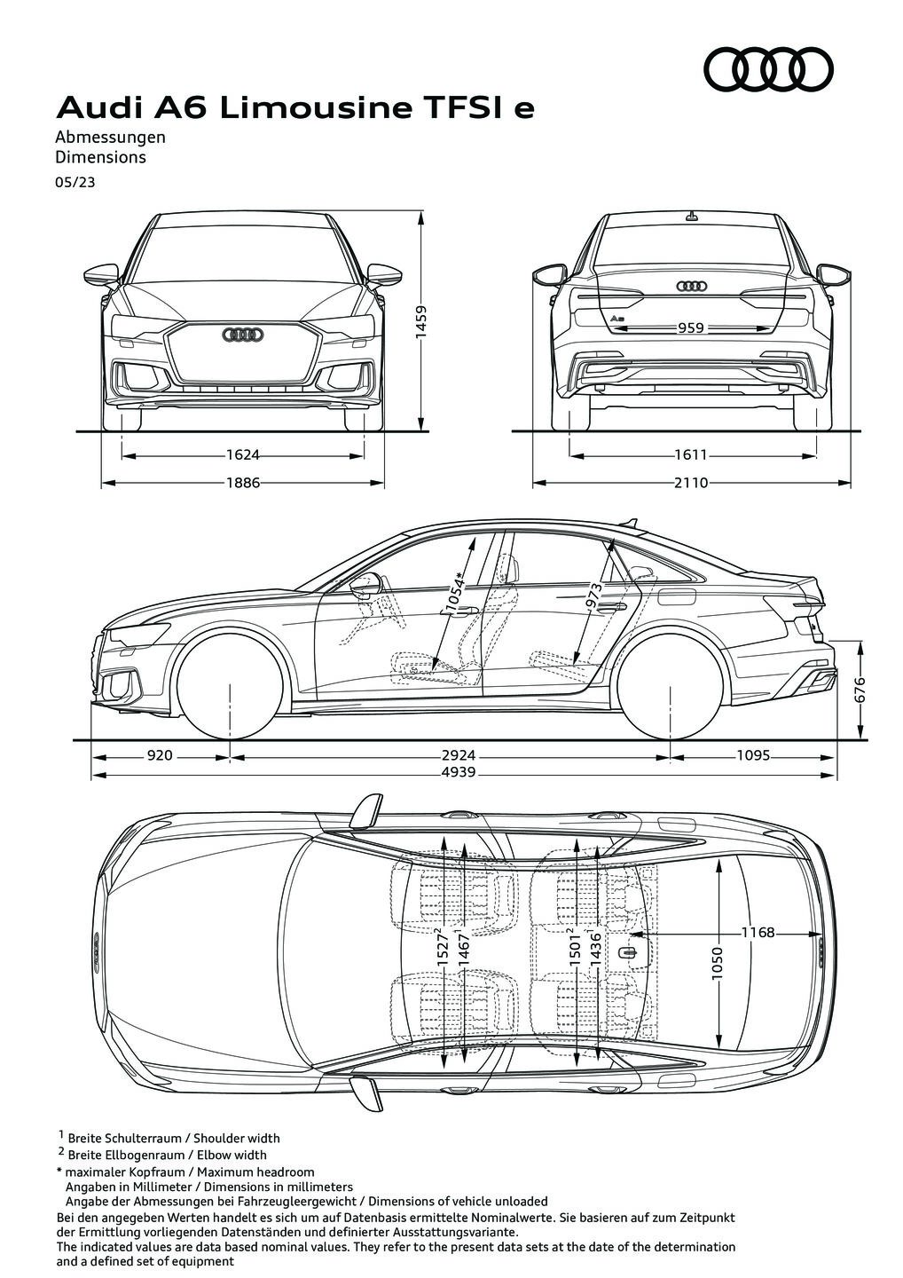 Dimensions A6 Sedan TFSI e
