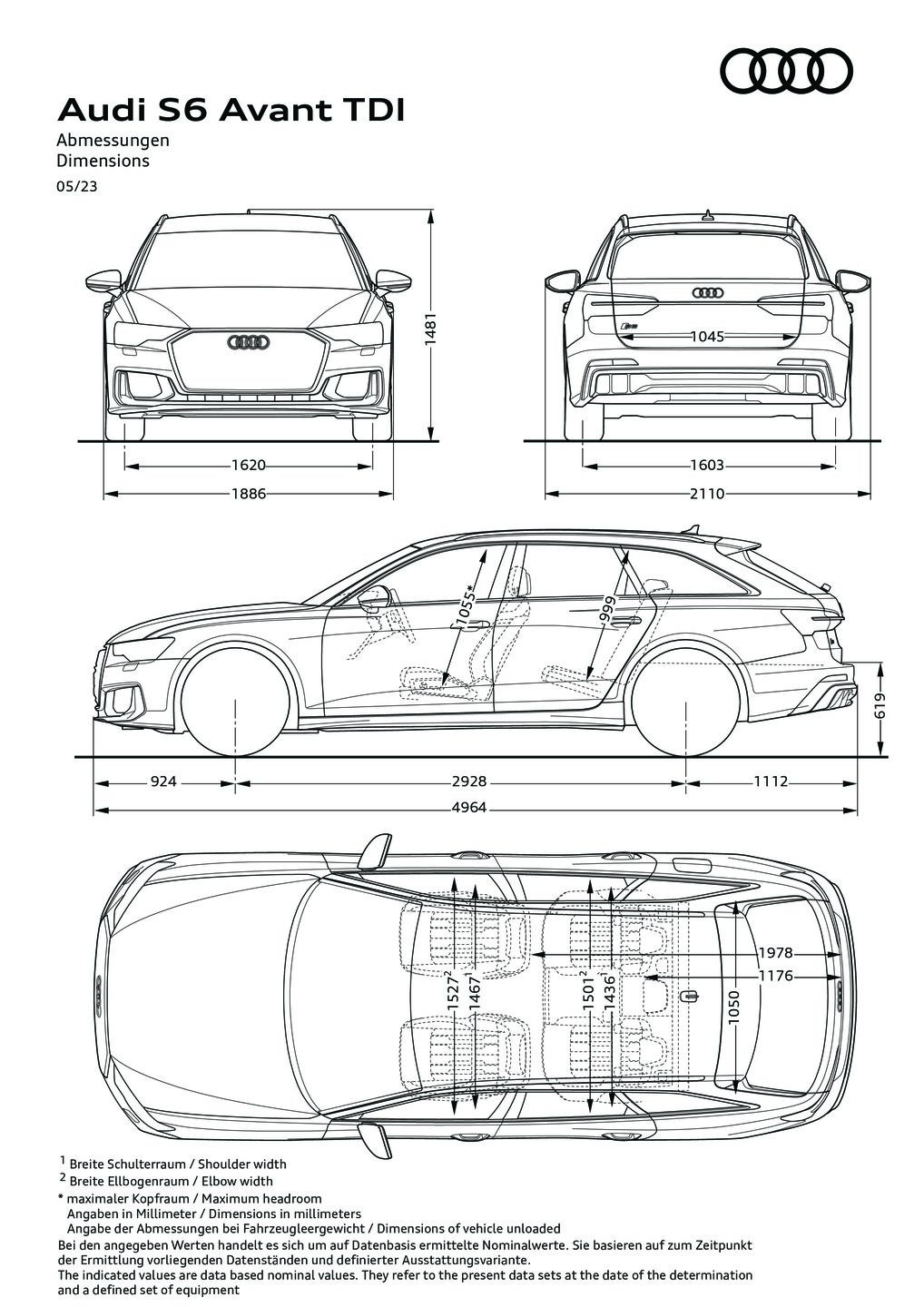 Abmessungen S6 Avant TDI