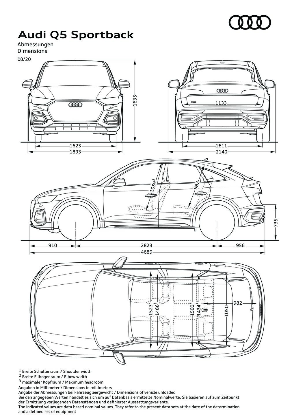 Abmessungen Q5 Sportback Audi MediaCenter