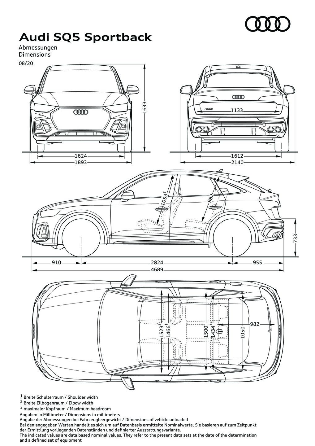 Dimensions SQ5 Sportback Audi MediaCenter