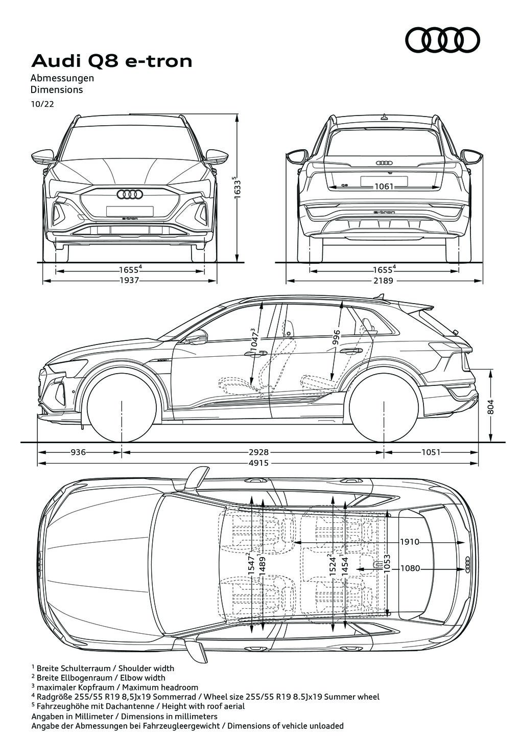 Dimensions Q8 e-tron