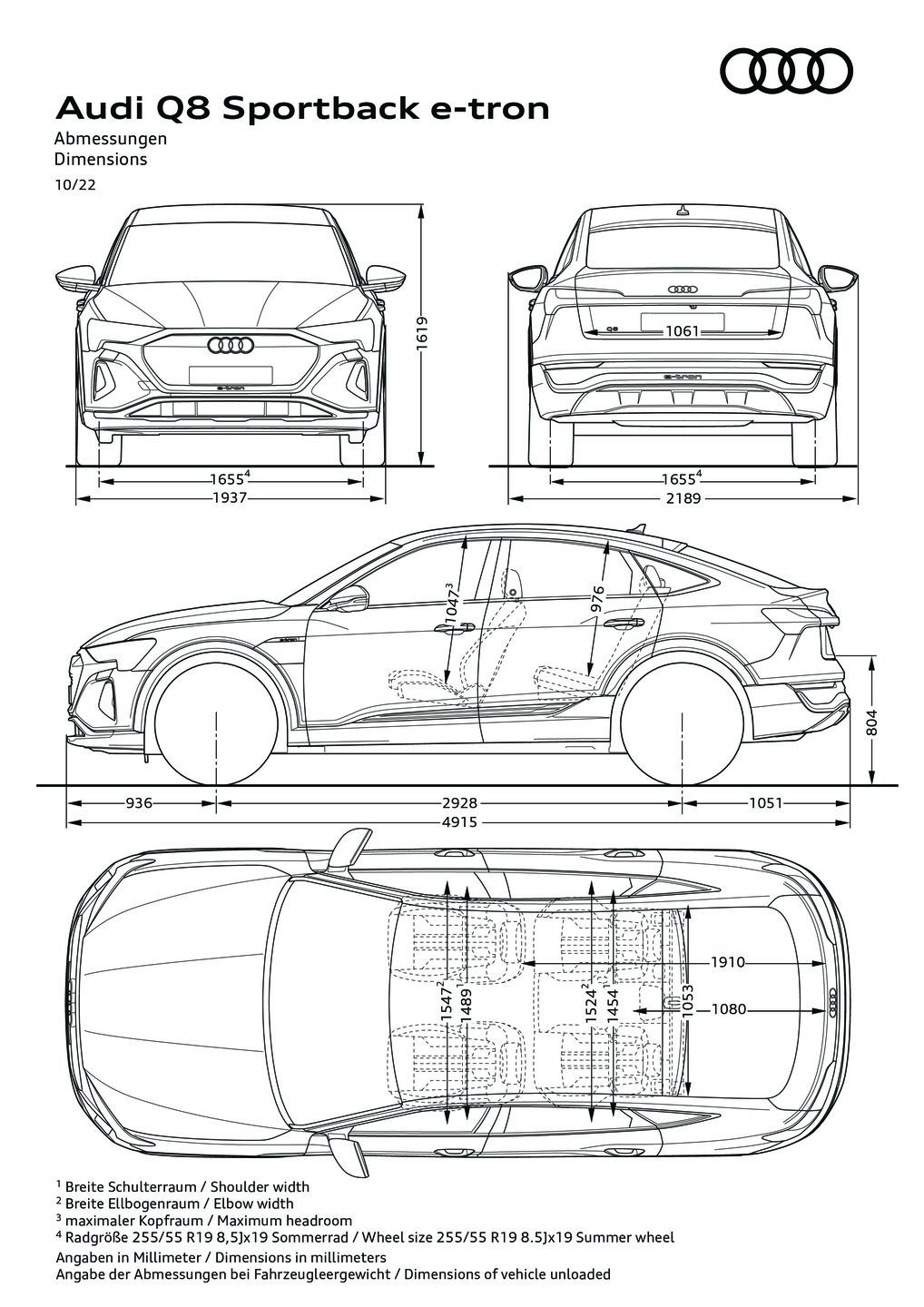 Abmessungen Q8 Sportback e-tron