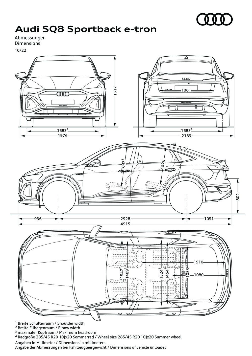 Abmessungen SQ8 Sportback e-tron
