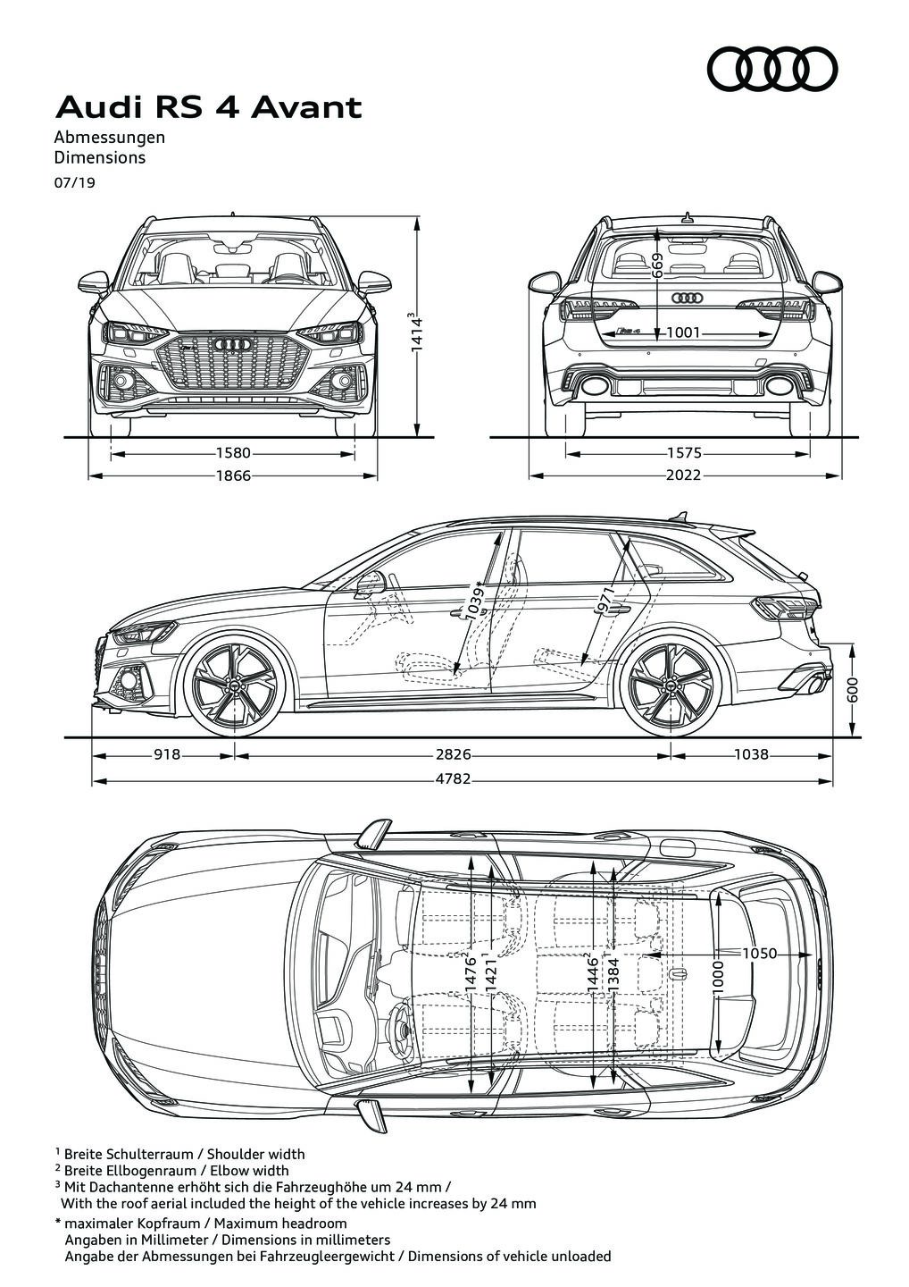 Dimensions RS 4 Avant