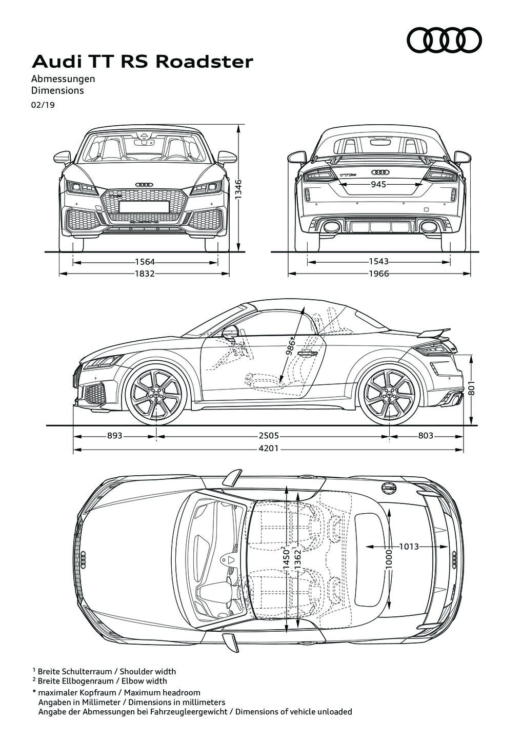 Dimensions TT RS Roadster