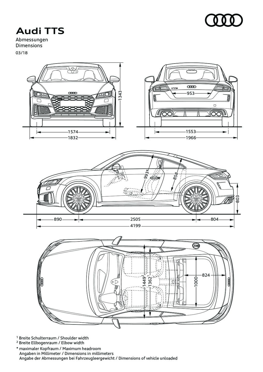 Dimensions TTS Coupé